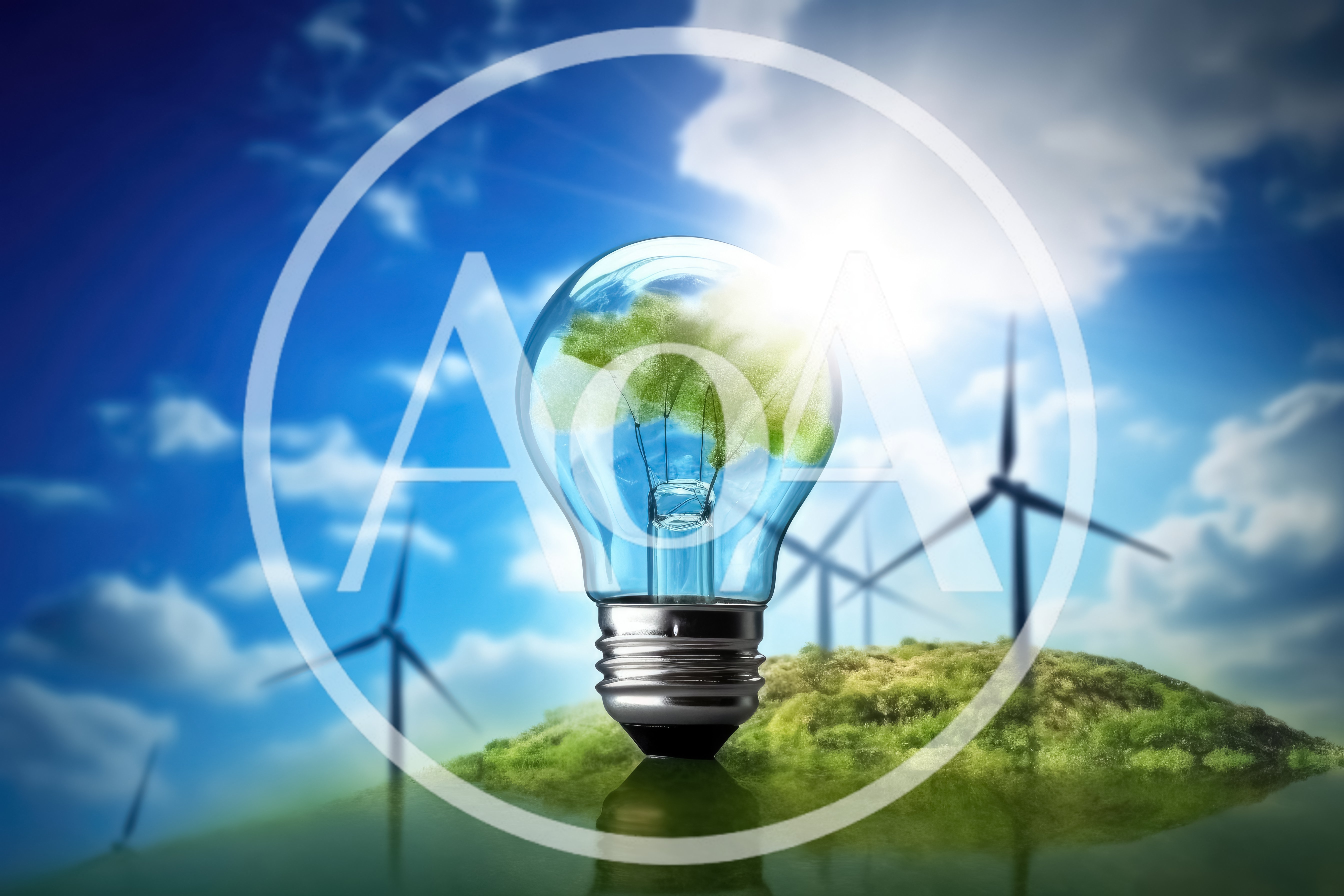 Light Bulb With Green Tree Inside On Grassy Hill