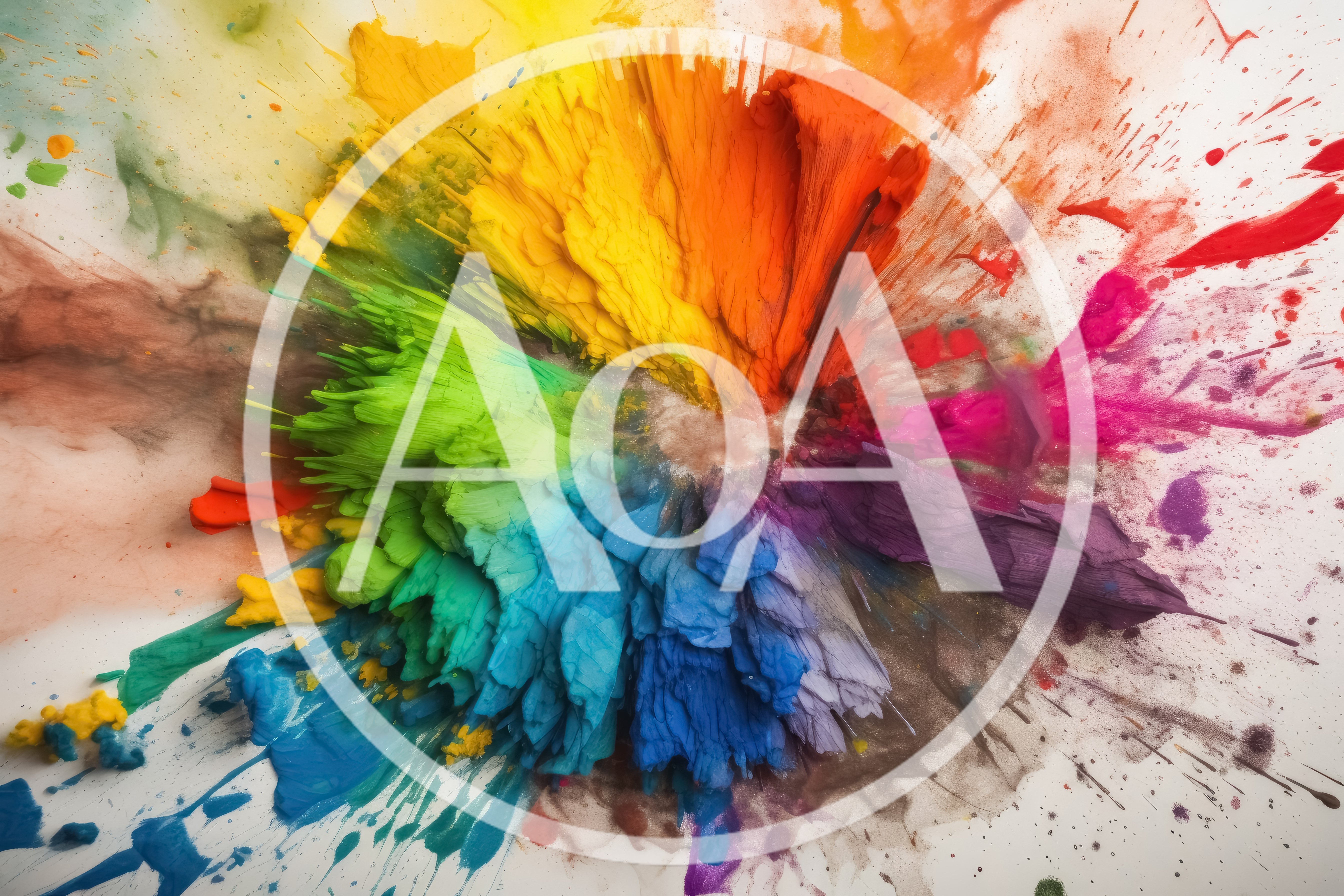 Vibrant Rainbow Paint Explosion On White Background