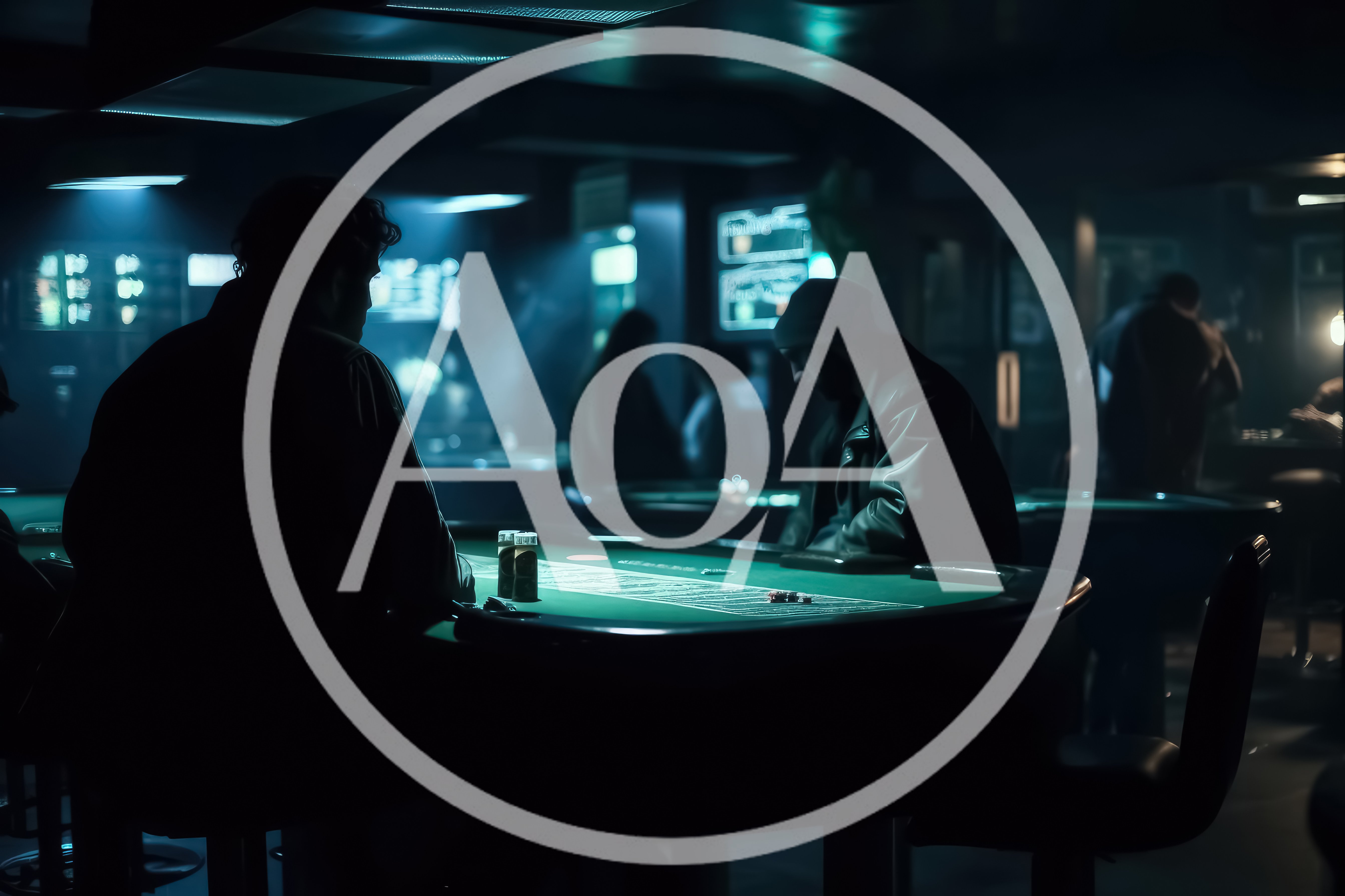 Two Men Playing Poker In A Dimly Lit Casino