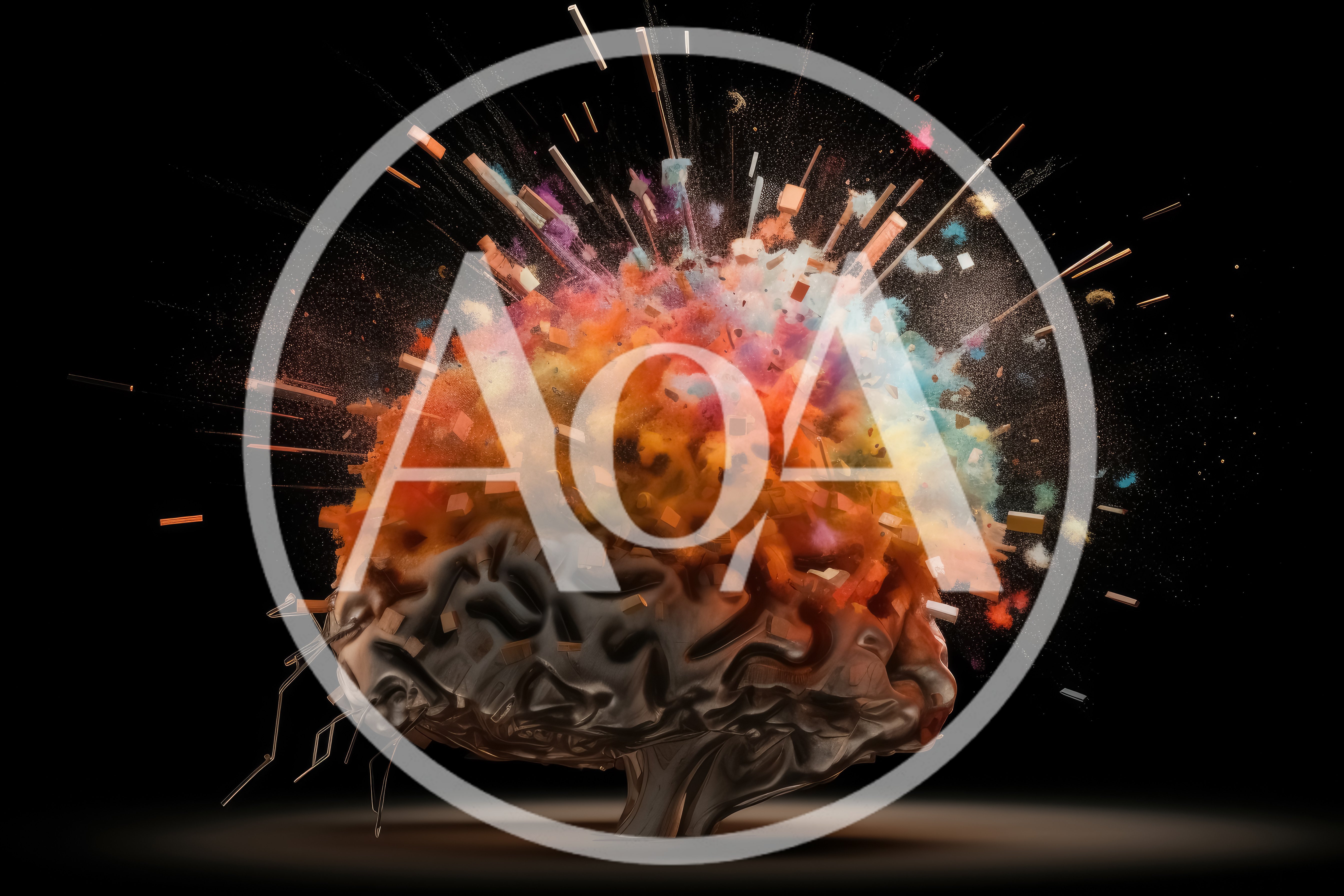 Exploding Human Brain Concept With Colorful Powder Particles