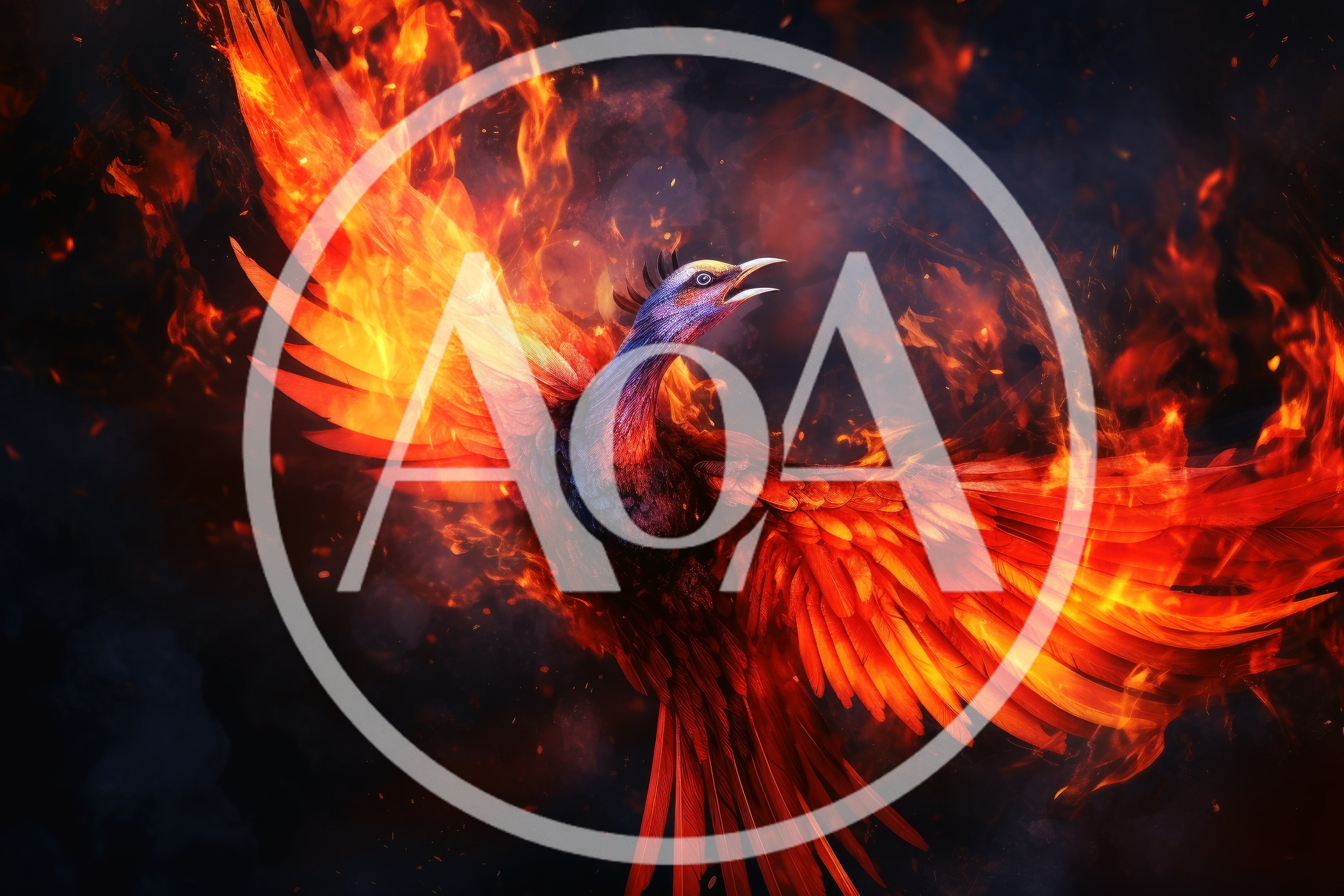 Majestic Phoenix Rising From Intense Fire