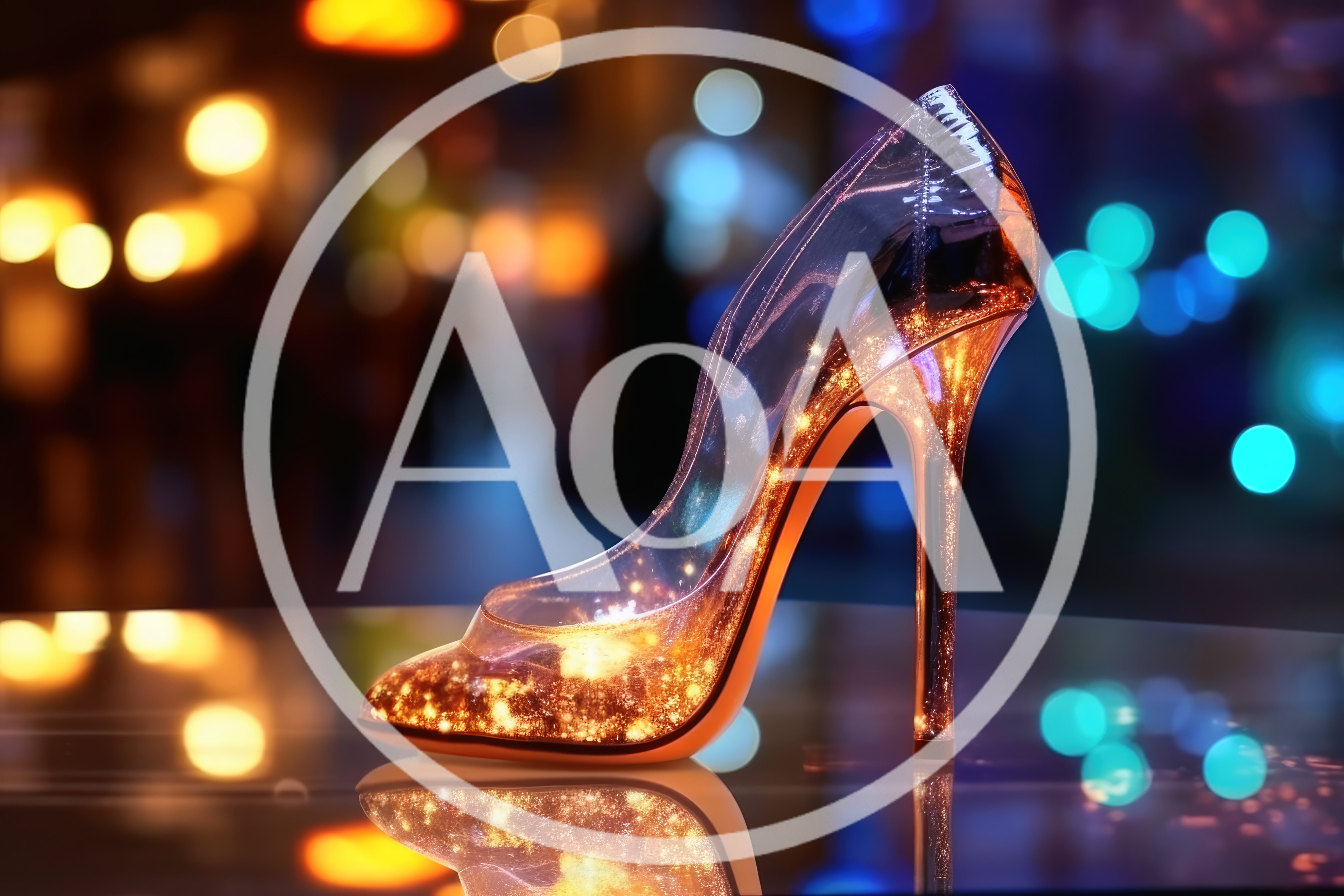Sparkling Glass Slipper On Reflective Surface