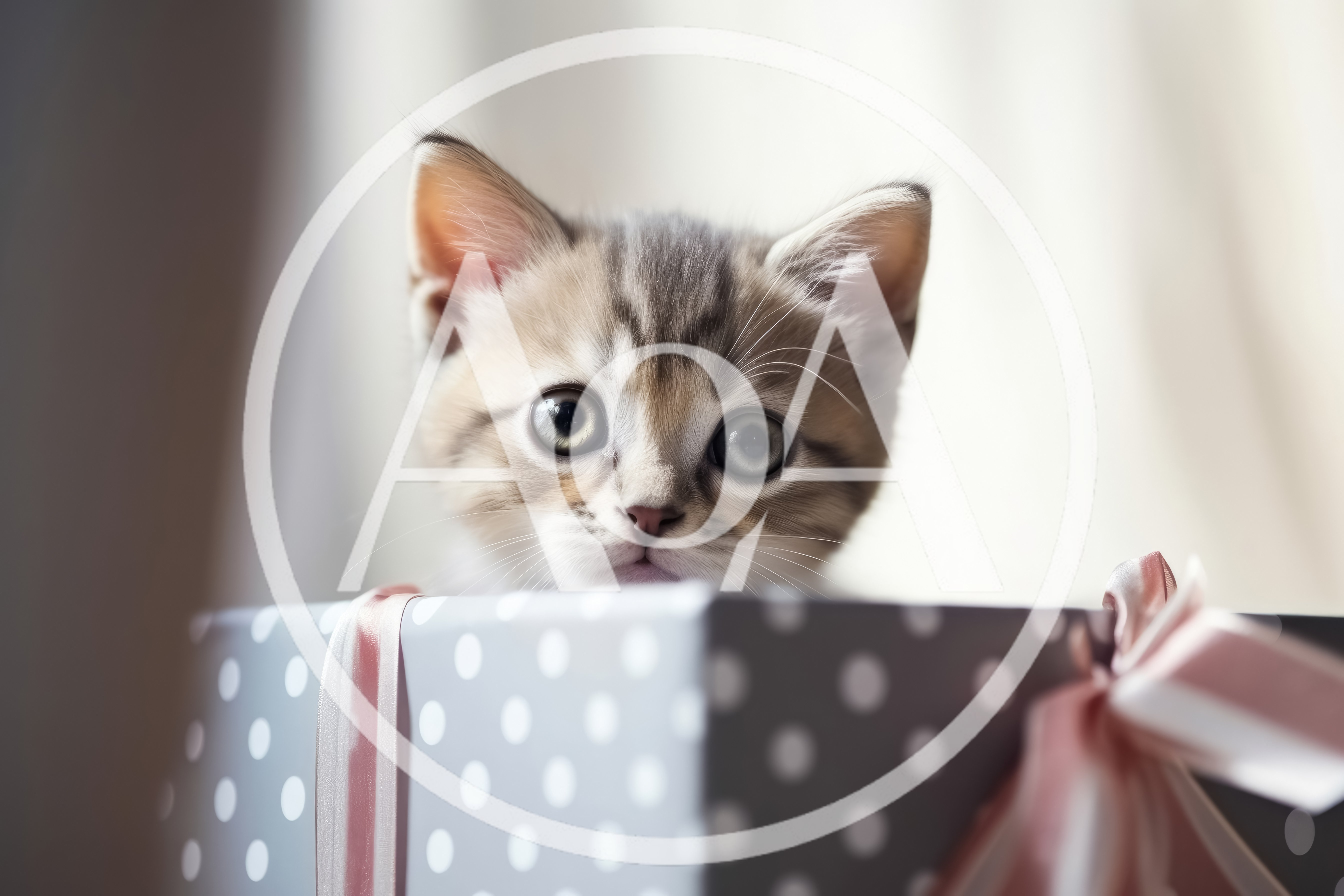 Adorable Tabby Kitten Peeking Out Of A Gift Box