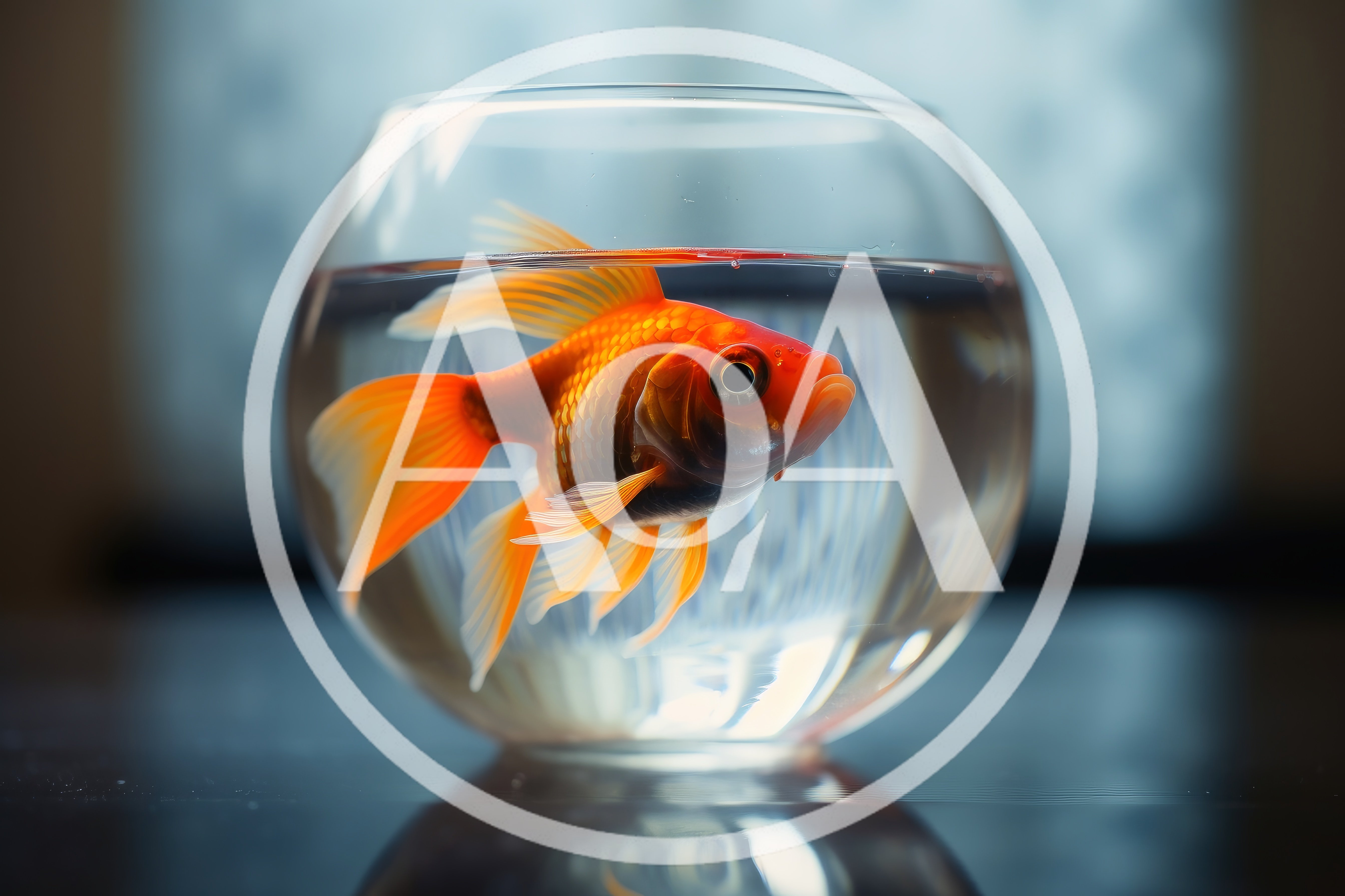 Goldfish Swimming Inside A Glass Bowl