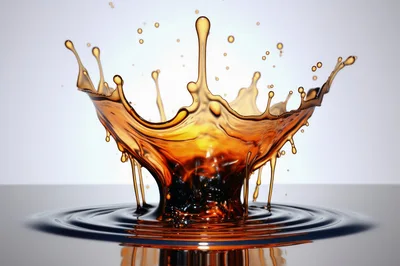 Crown Shaped Liquid Splash Of Dark Amber Beverage