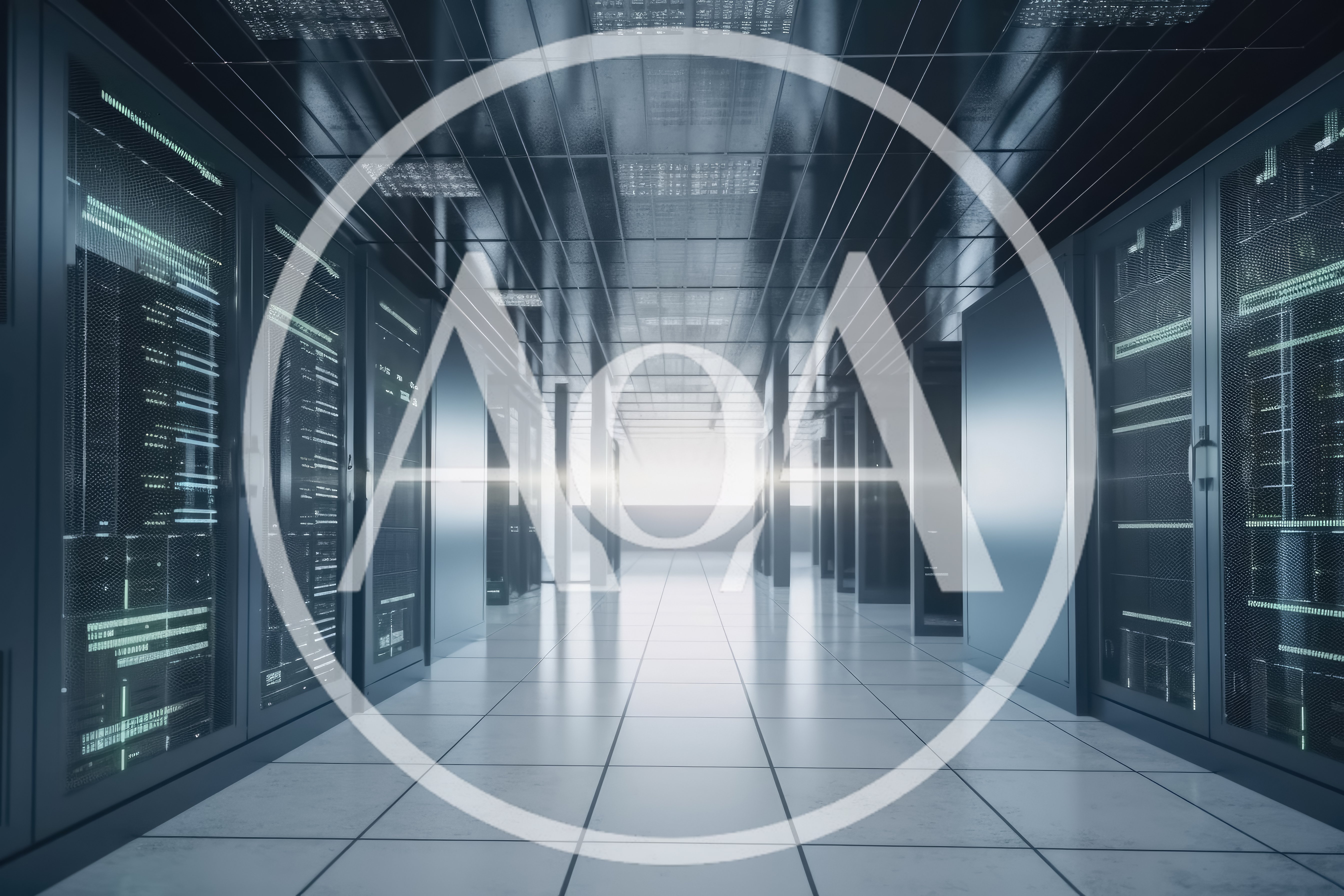 Modern Data Center Server Room Corridor
