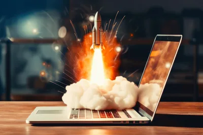 Rocket Launching From Laptop Keyboard