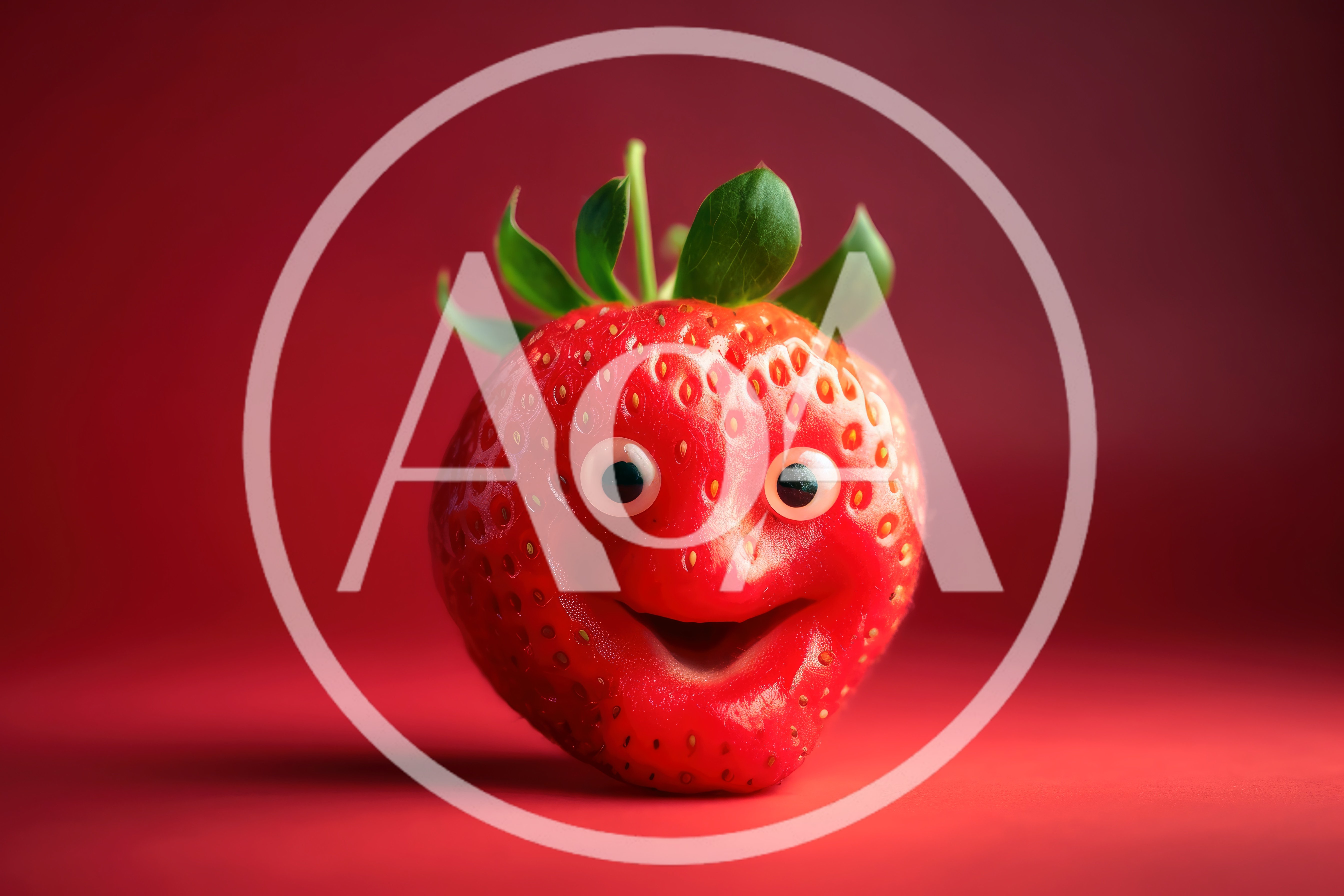 Happy Strawberry Character With Googly Eyes