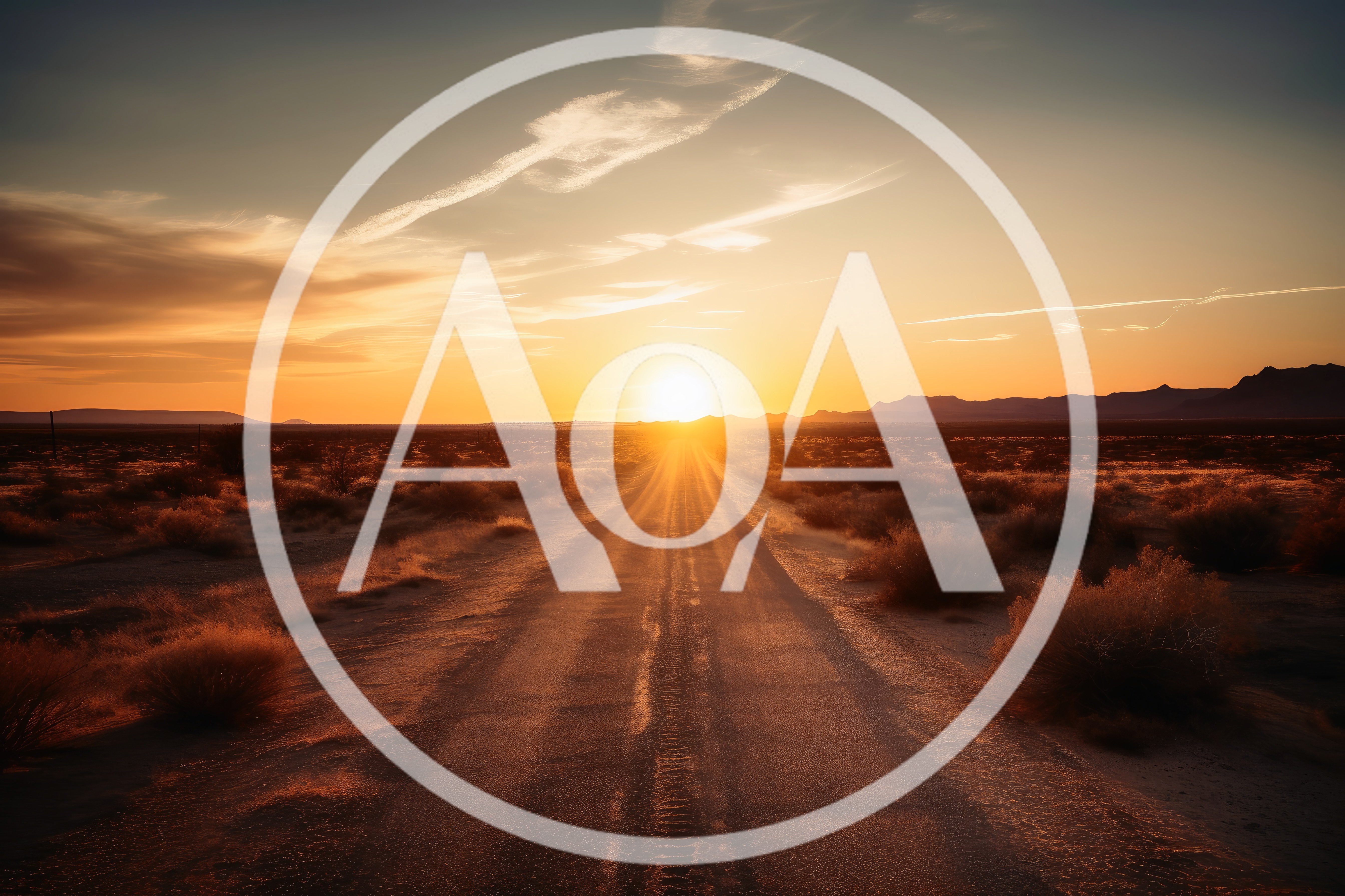 Empty Desert Road At Sunset With Golden Light