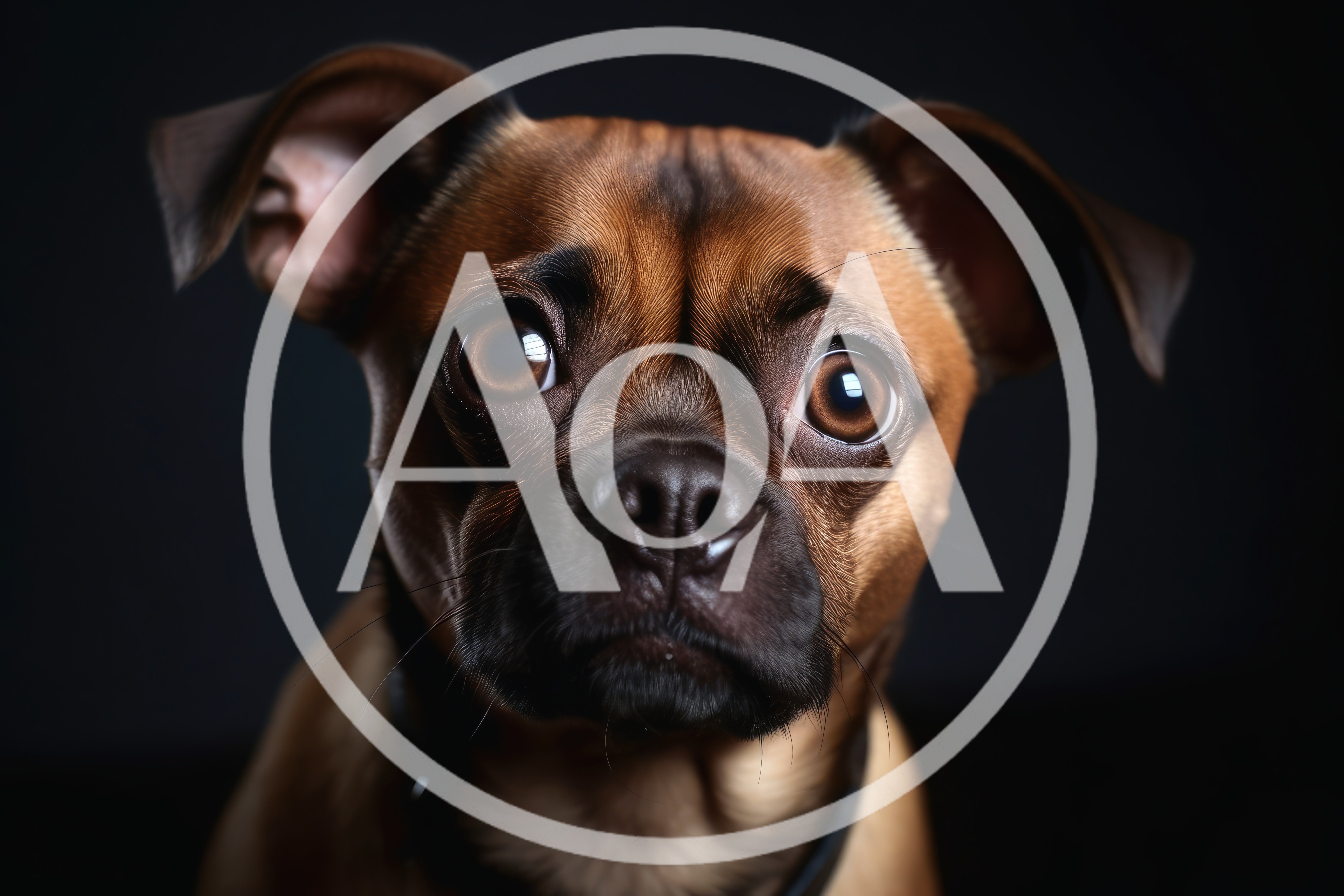 Close Up Portrait Of A Brown Pug Mix Dog