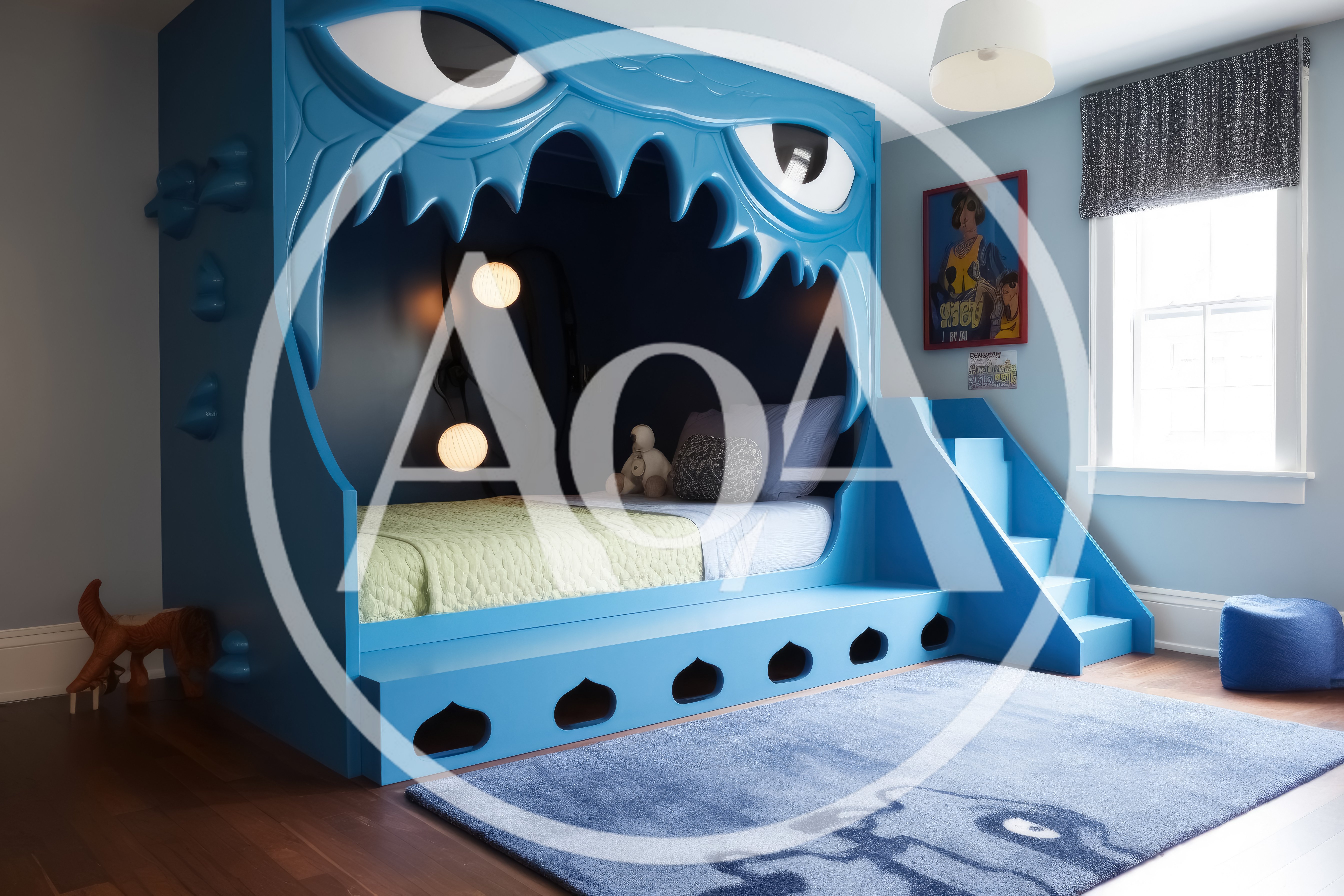 Whimsical Monster Themed Bed in a Child Bedroom