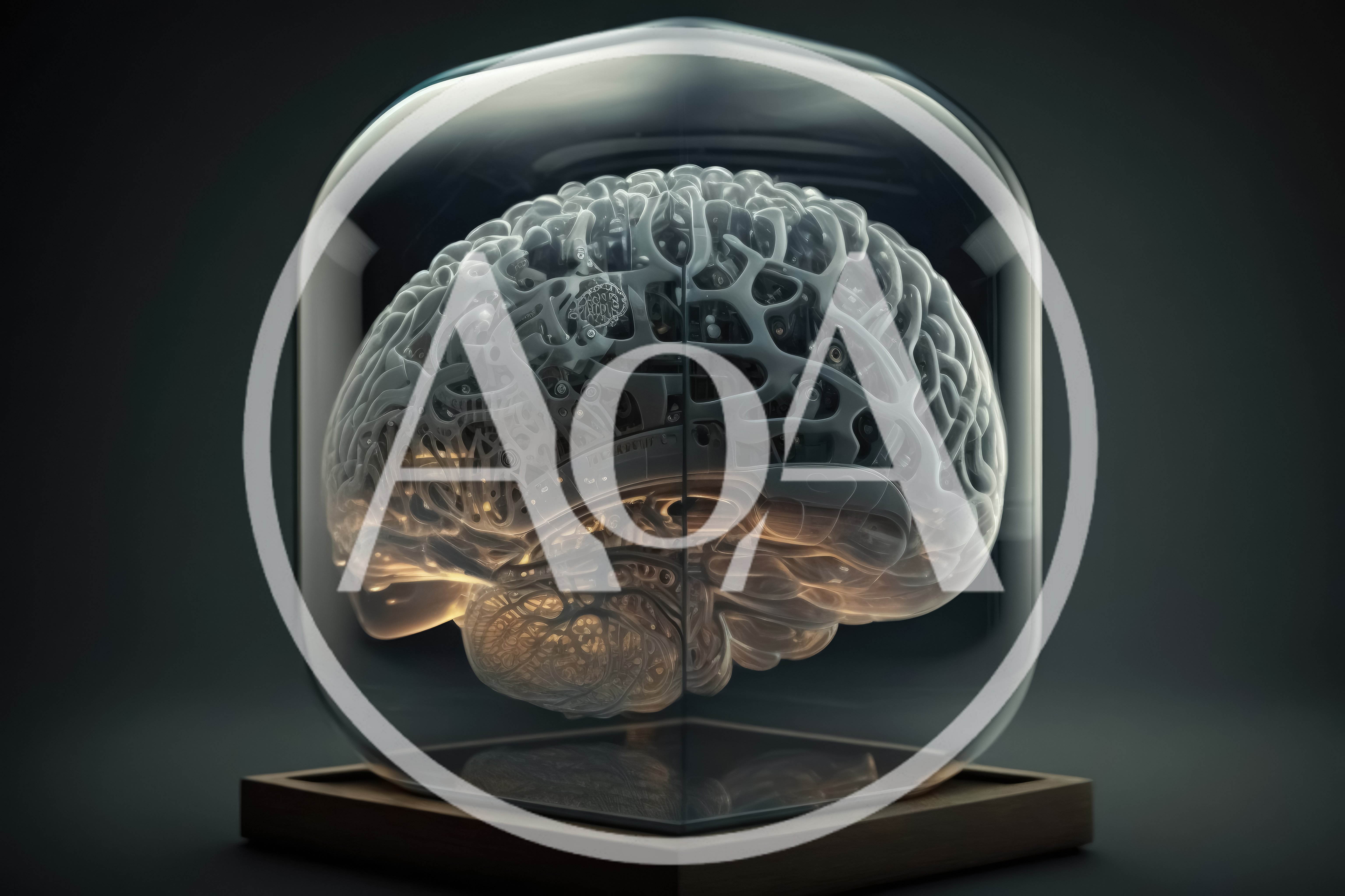 Artificial Intelligence Brain Inside A Glass Display Case