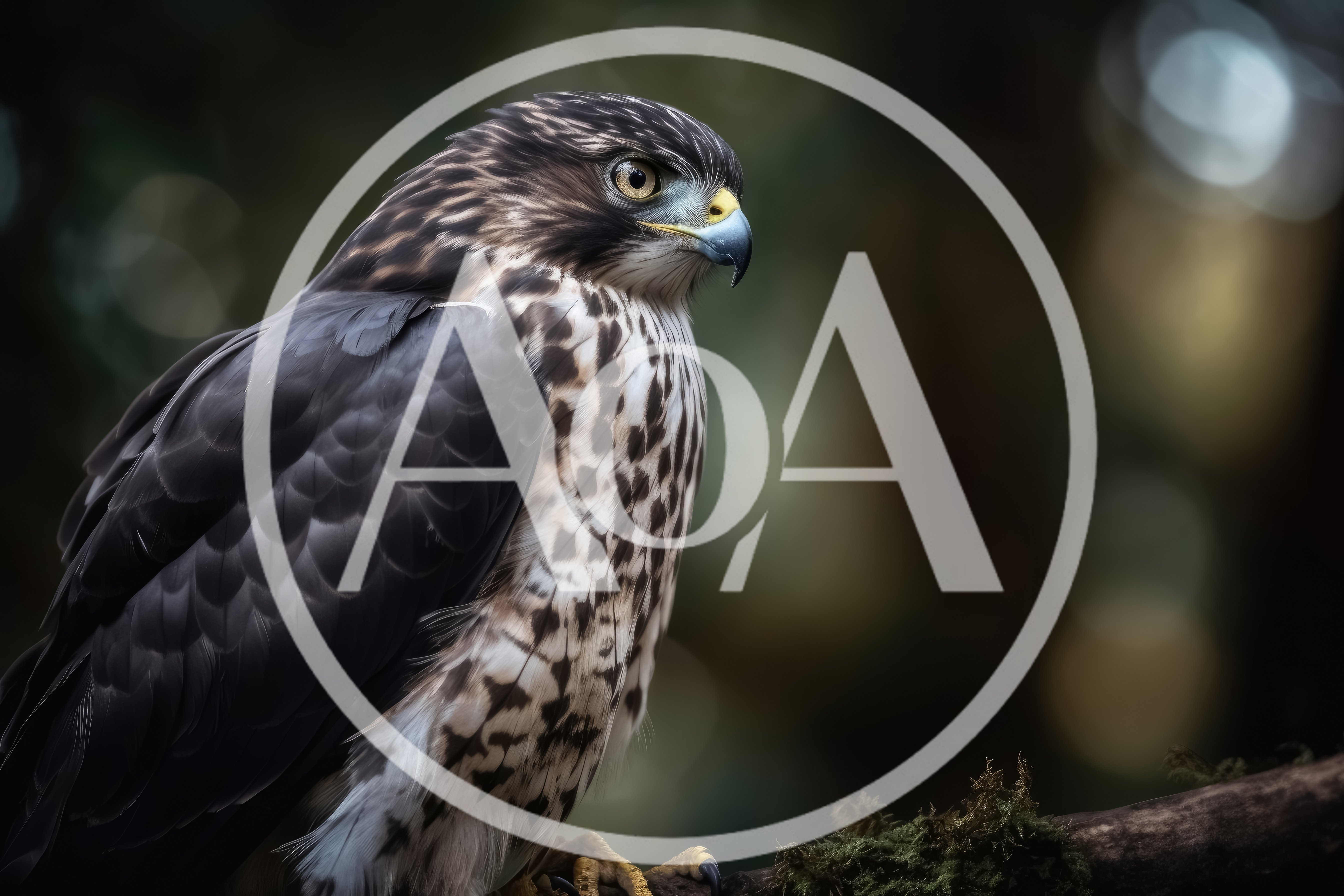 Majestic Hawk Perched On A Mossy Branch