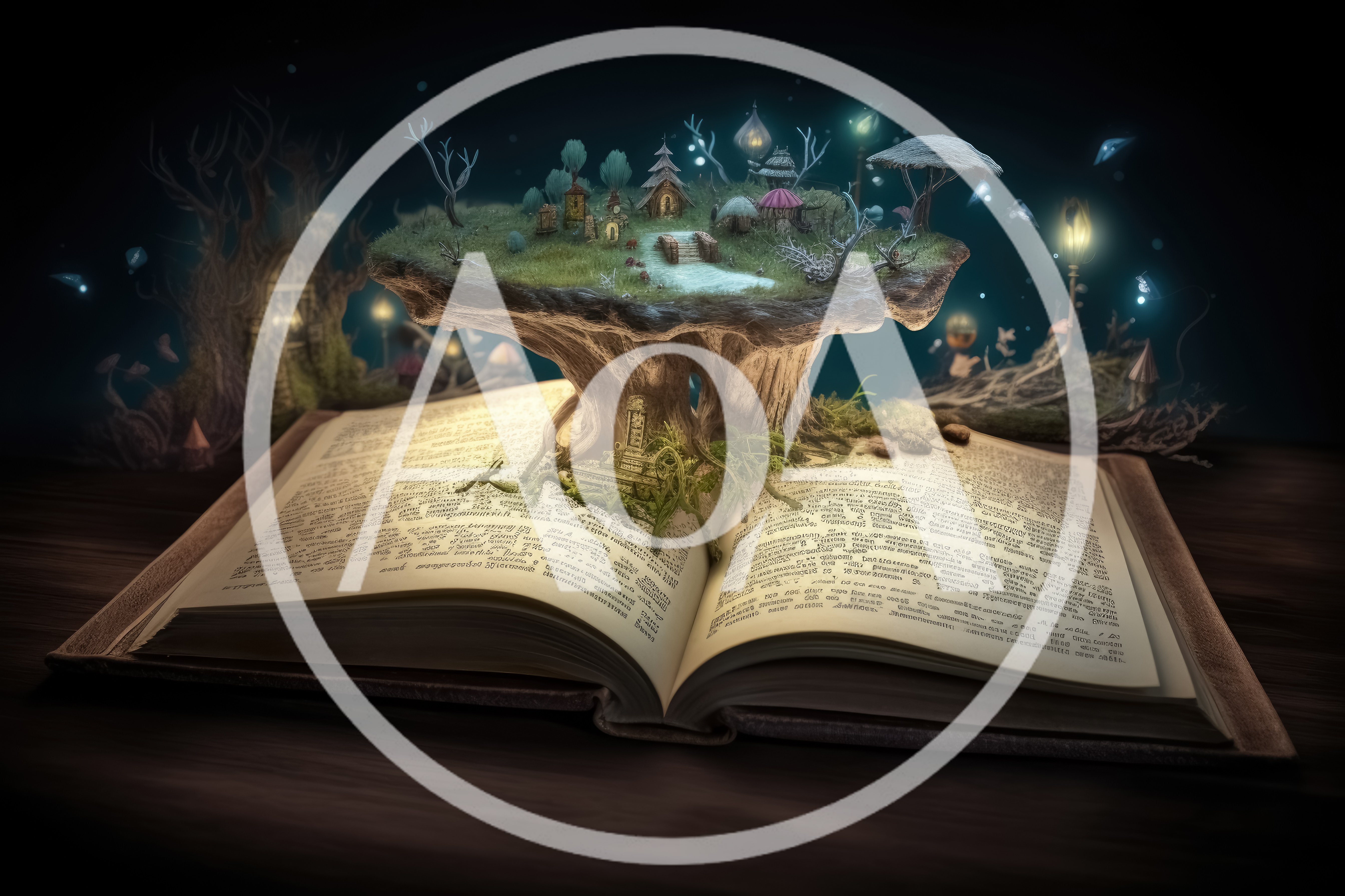 Fantasy Miniature Village Floating Above An Open Book