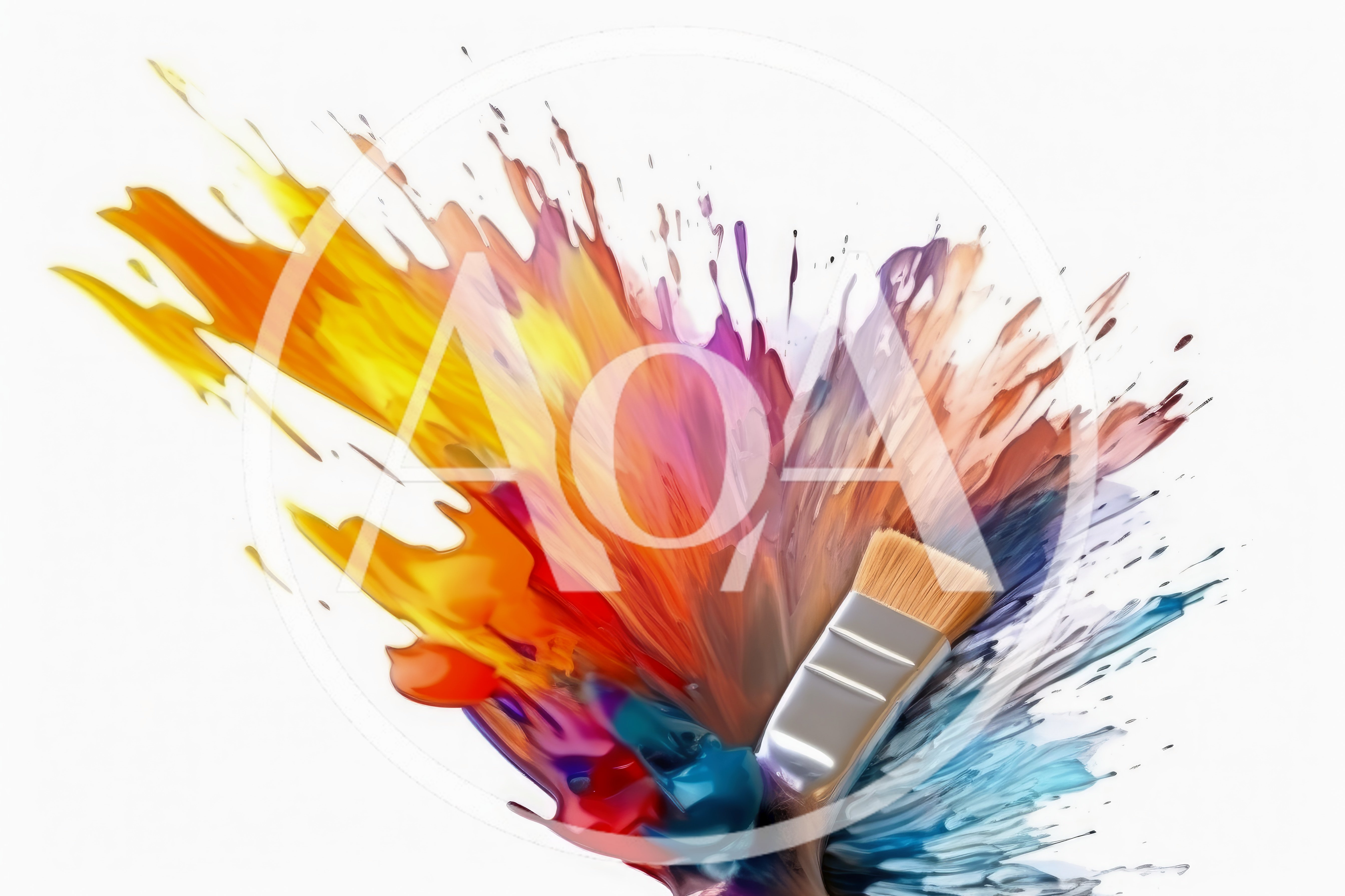 Paintbrush Creating Vibrant Multi-Colored Paint Splash