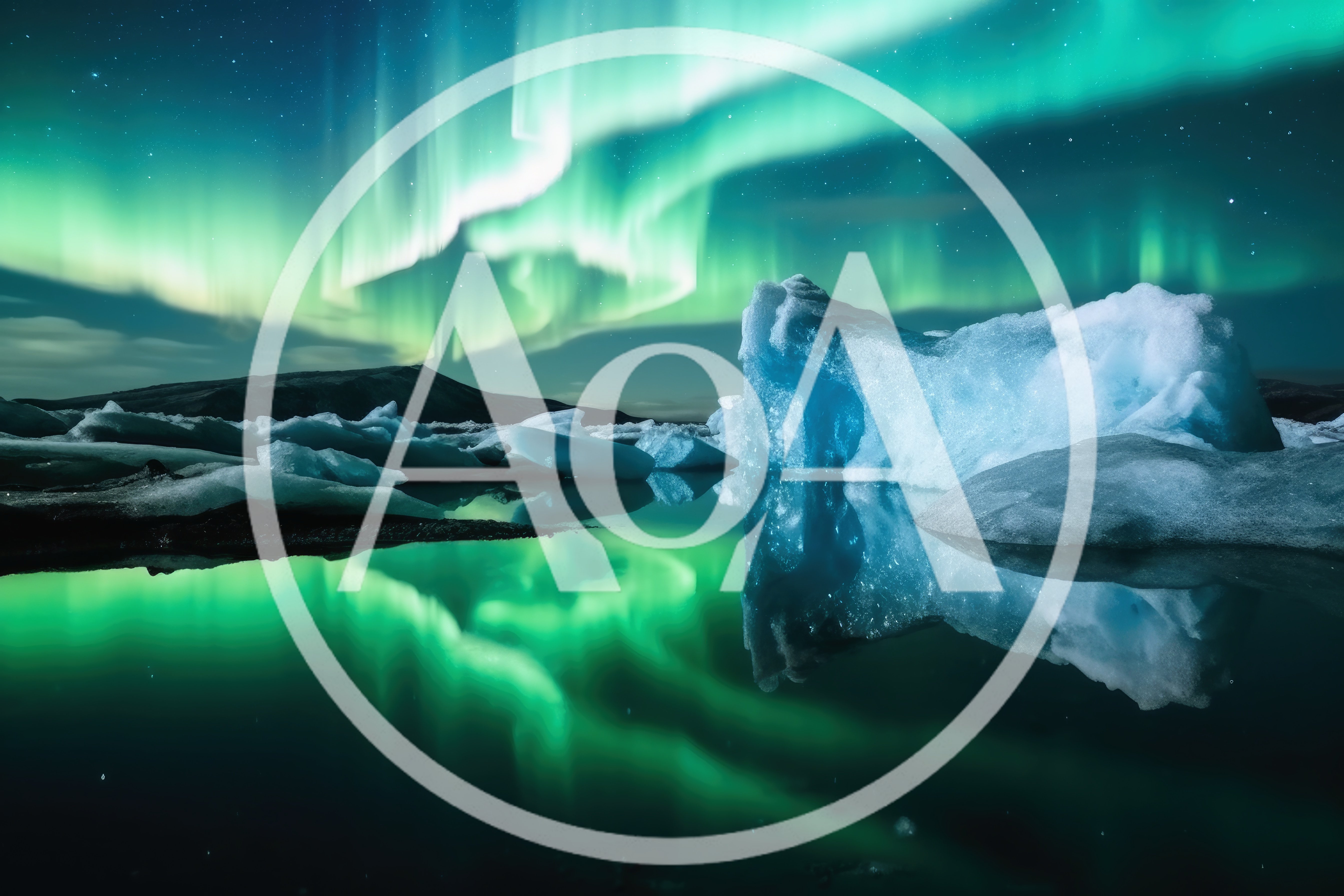 Iceberg Floating In Glacial Lagoon Under Northern Lights