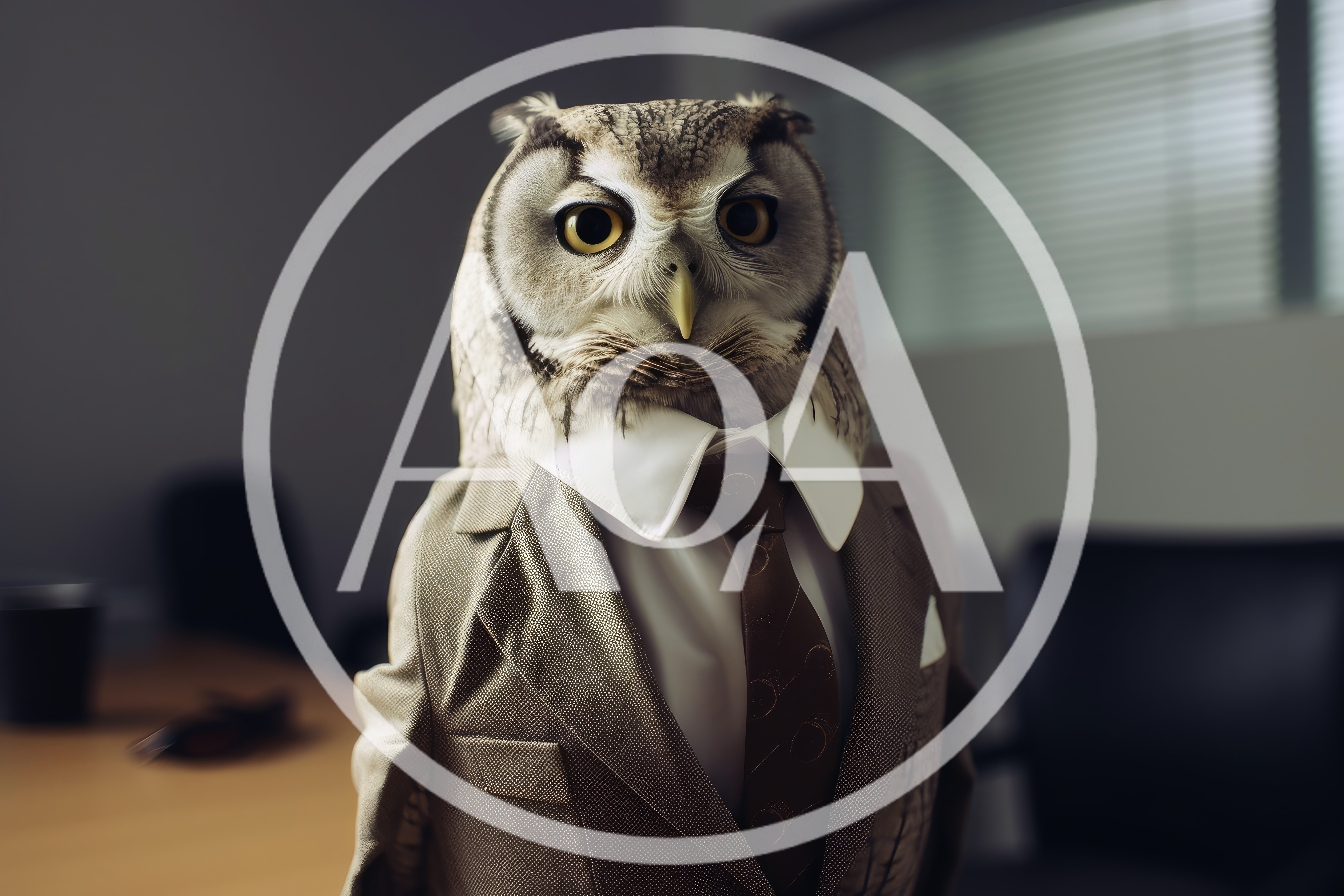 Professional Owl Wearing A Business Suit In Office