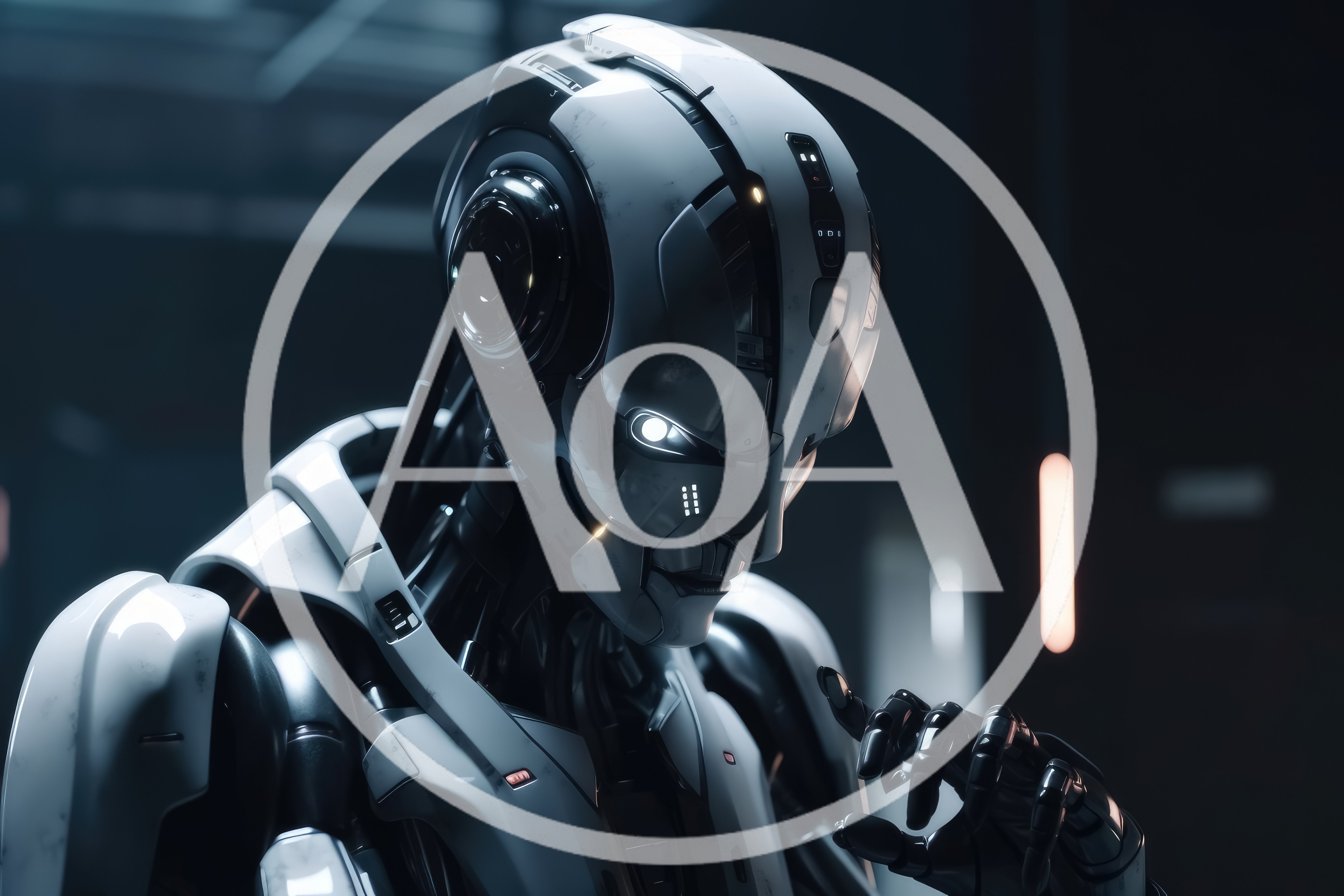 Futuristic Android Robot In A Dark Industrial Setting