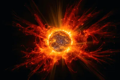 Explosive Solar Flare Erupting From A Burning Star