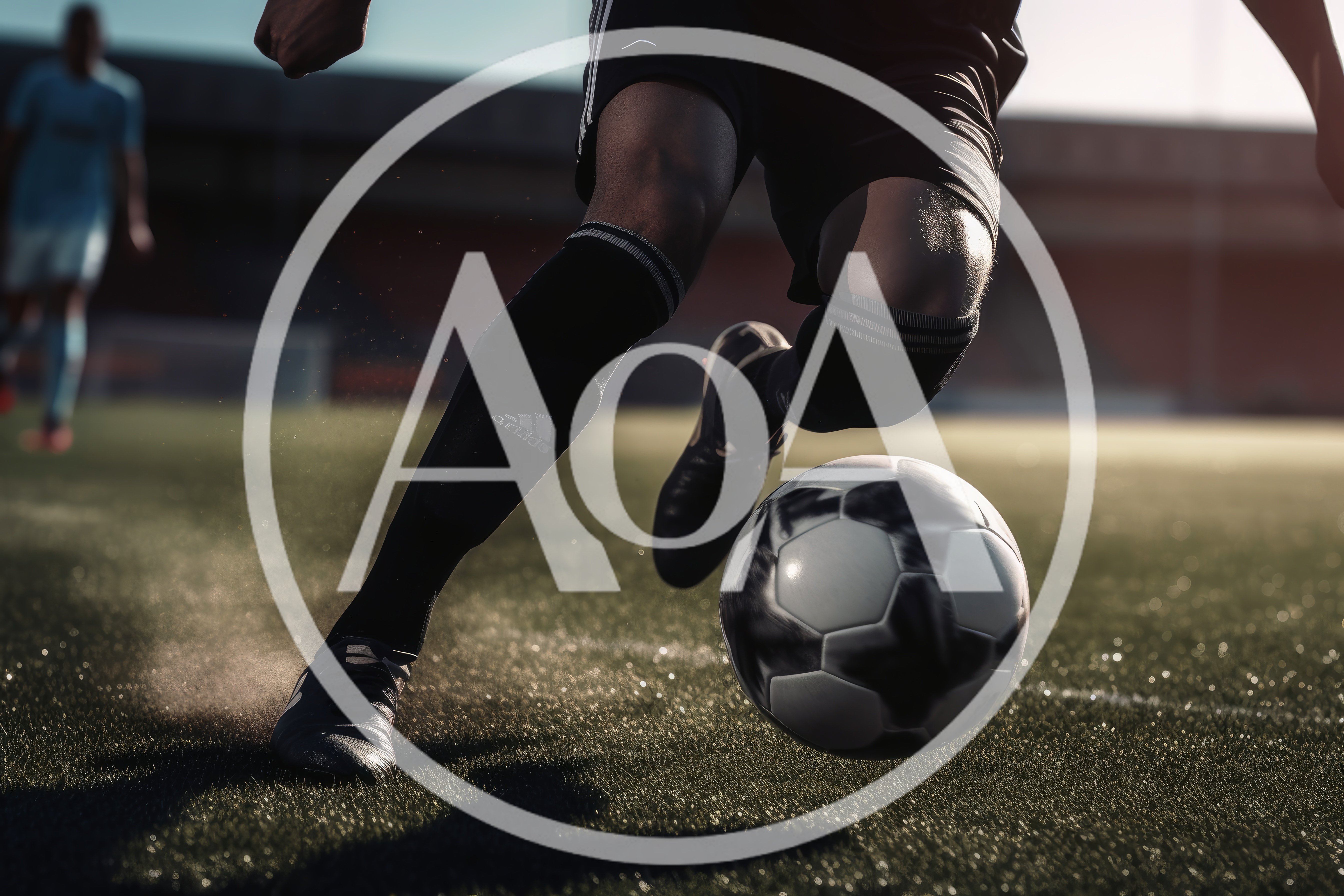 Soccer Player Dribbling Ball On Professional Field