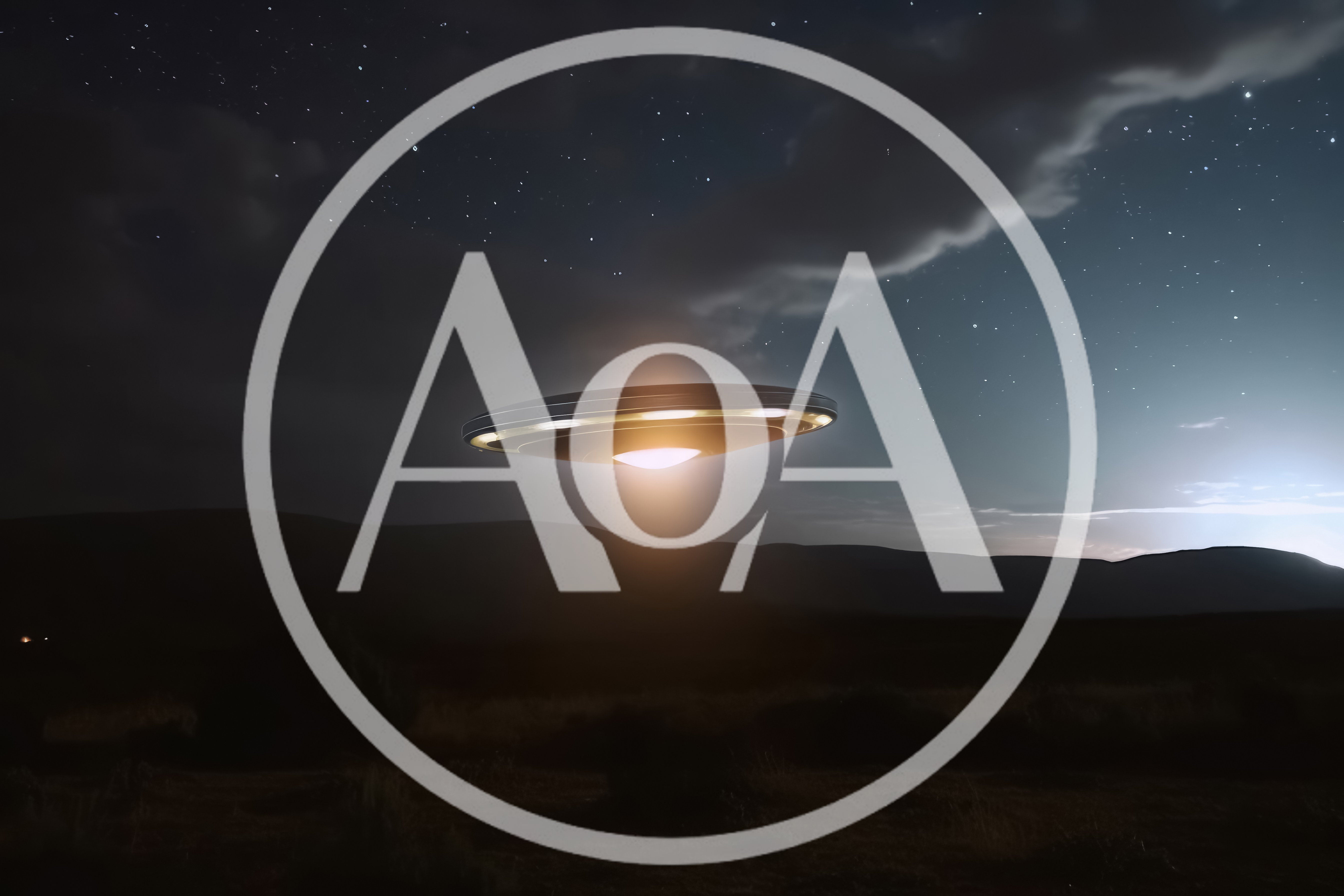 Glowing Unidentified Flying Object Hovering Over Desert Landscape