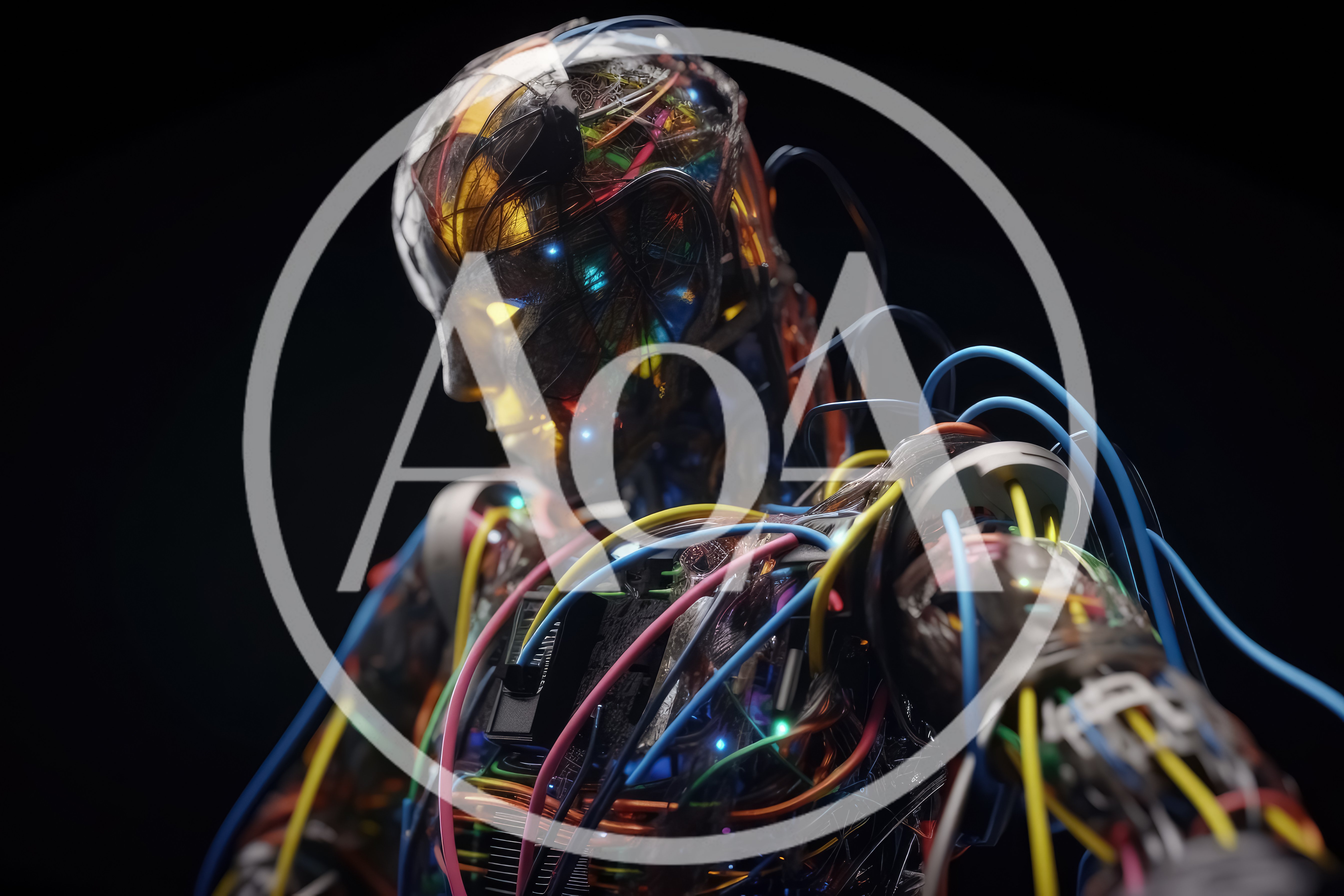 Futuristic Android Bust With Exposed Wiring And Glowing Lights