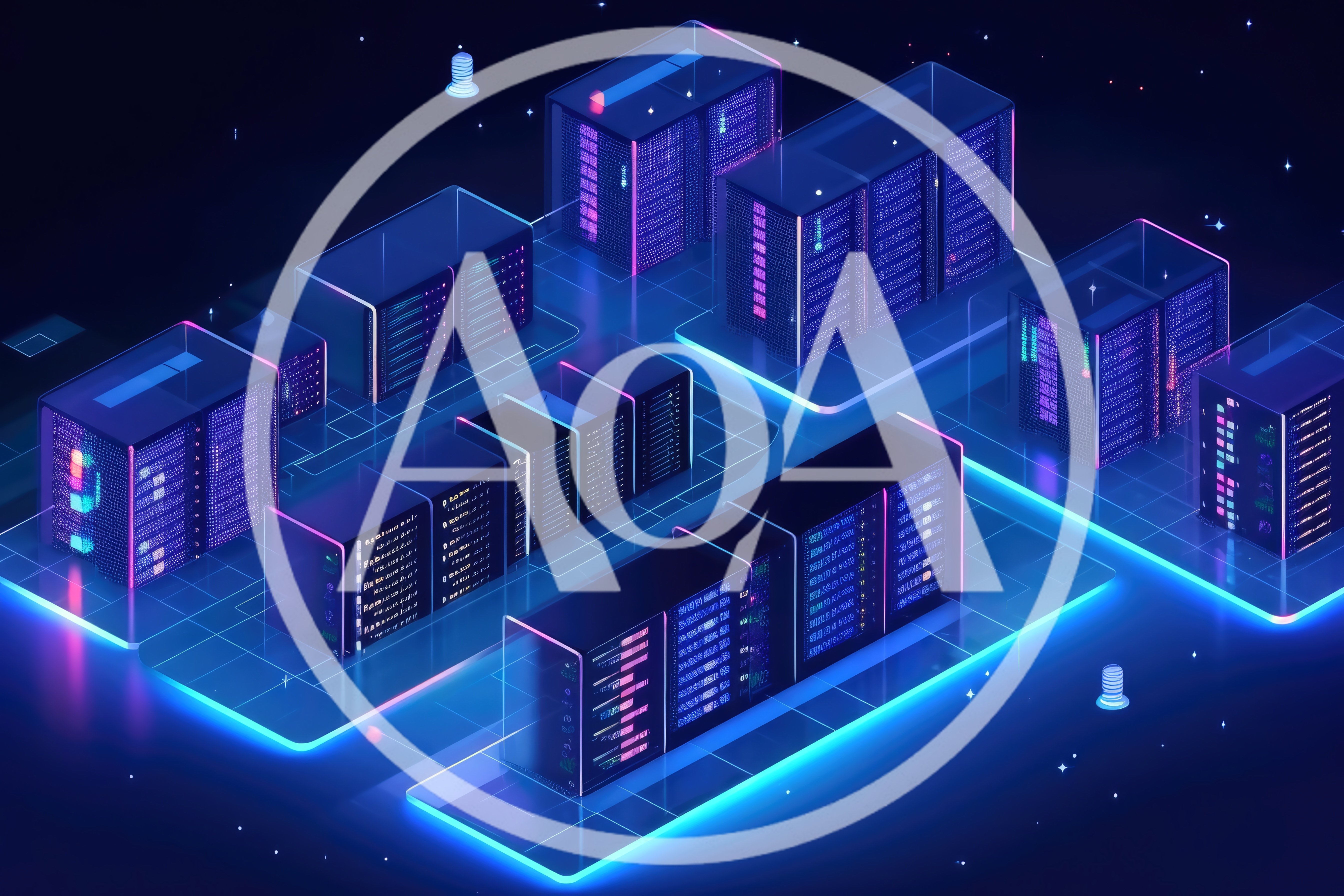 Isometric Digital Data Center Server Racks