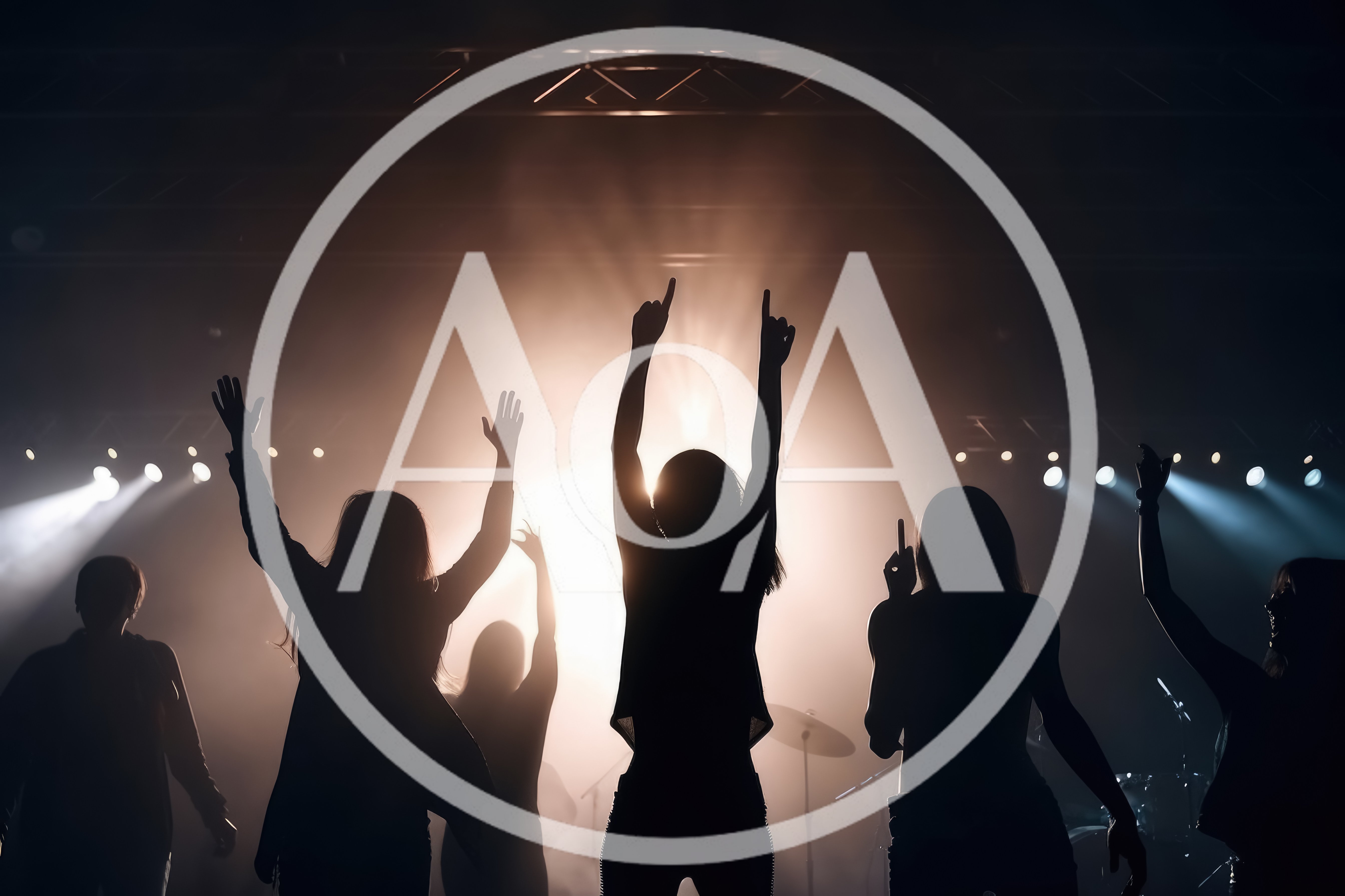 Silhouetted Crowd Dancing at a Live Music Concert