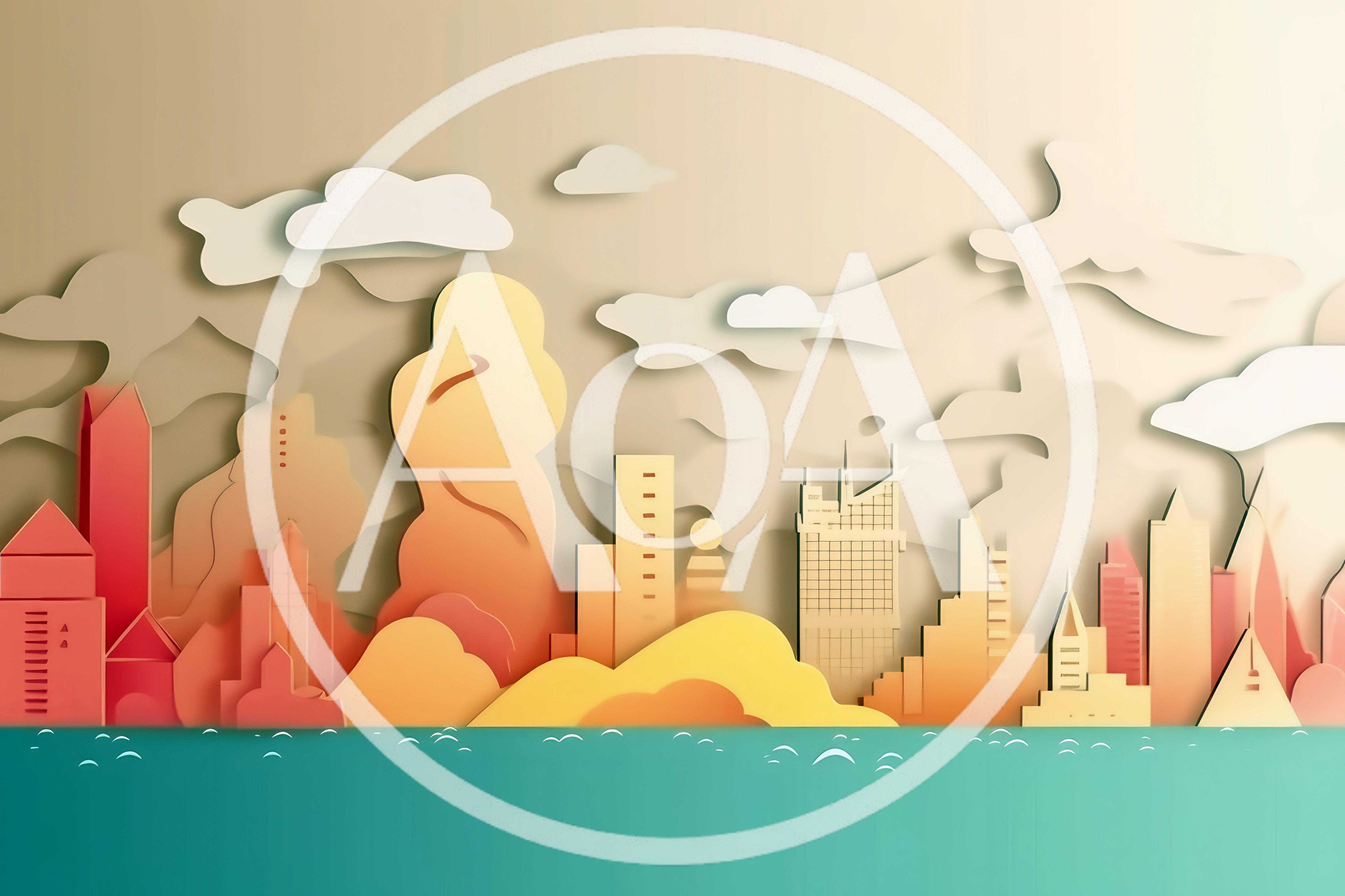 Paper Cutout Style Cityscape Illustration