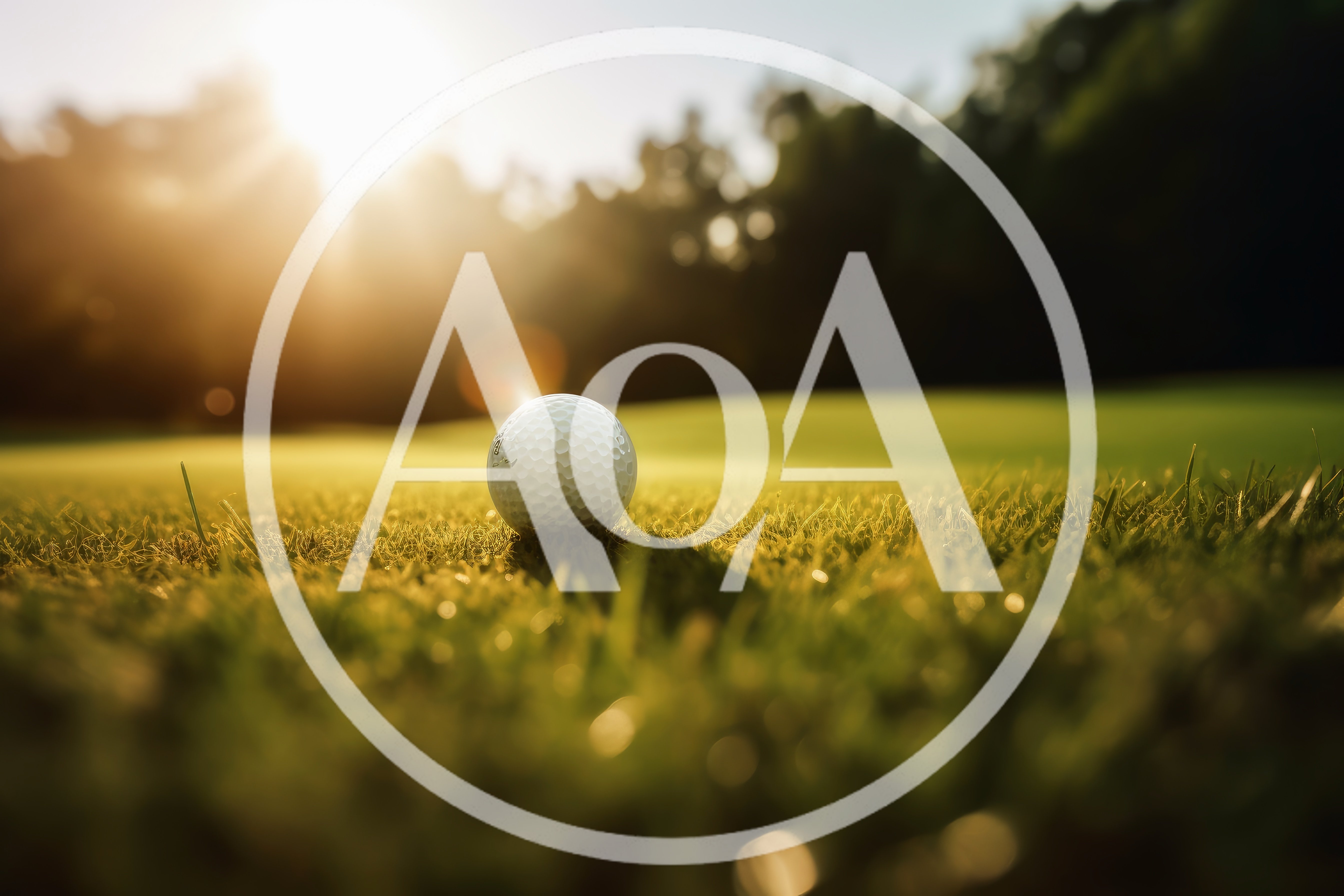 Golf Ball Resting on Green Grass at Sunset