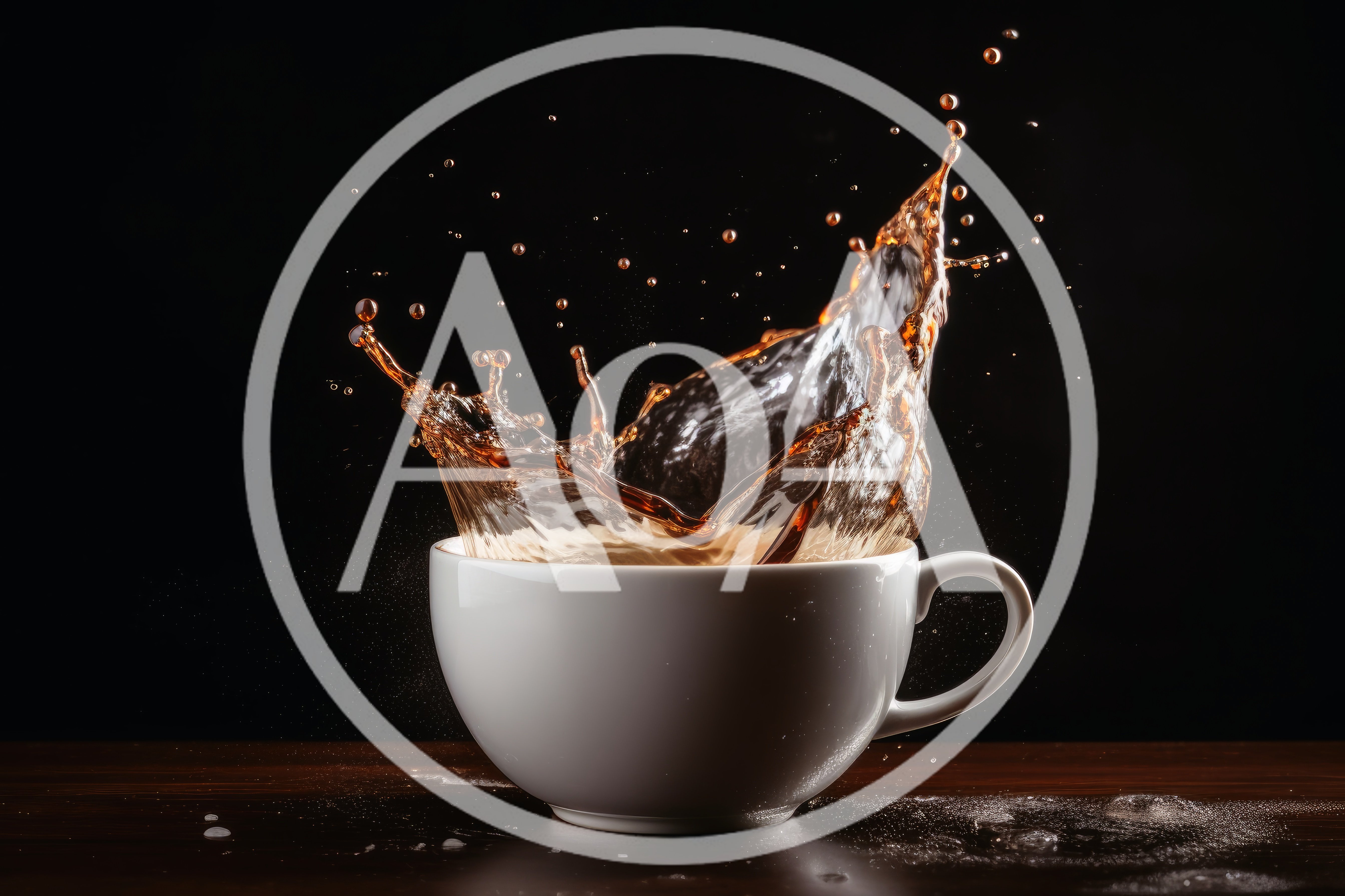 Coffee Splashing Out Of A White Ceramic Cup