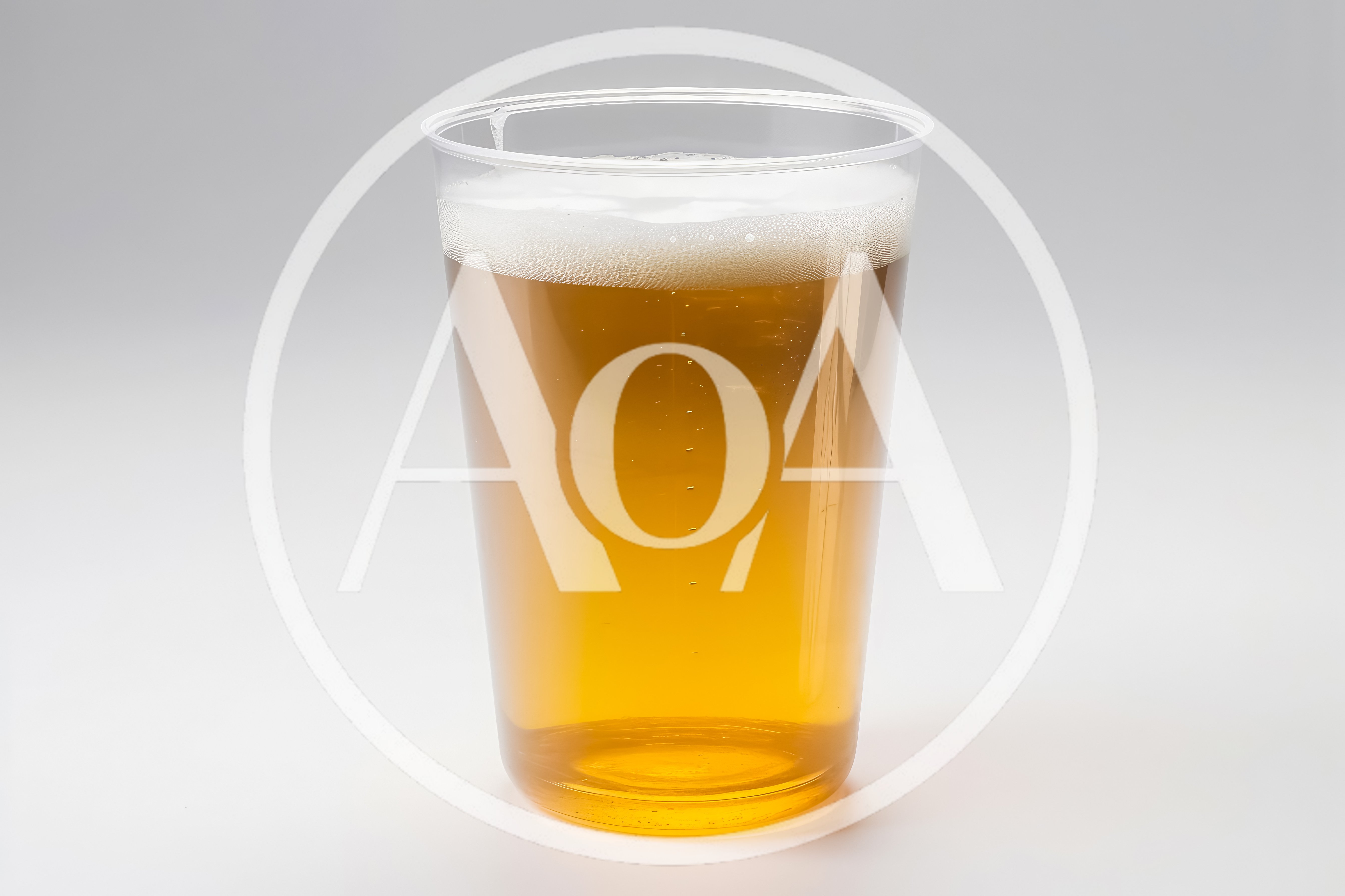 Clear Plastic Cup Filled With Golden Beer