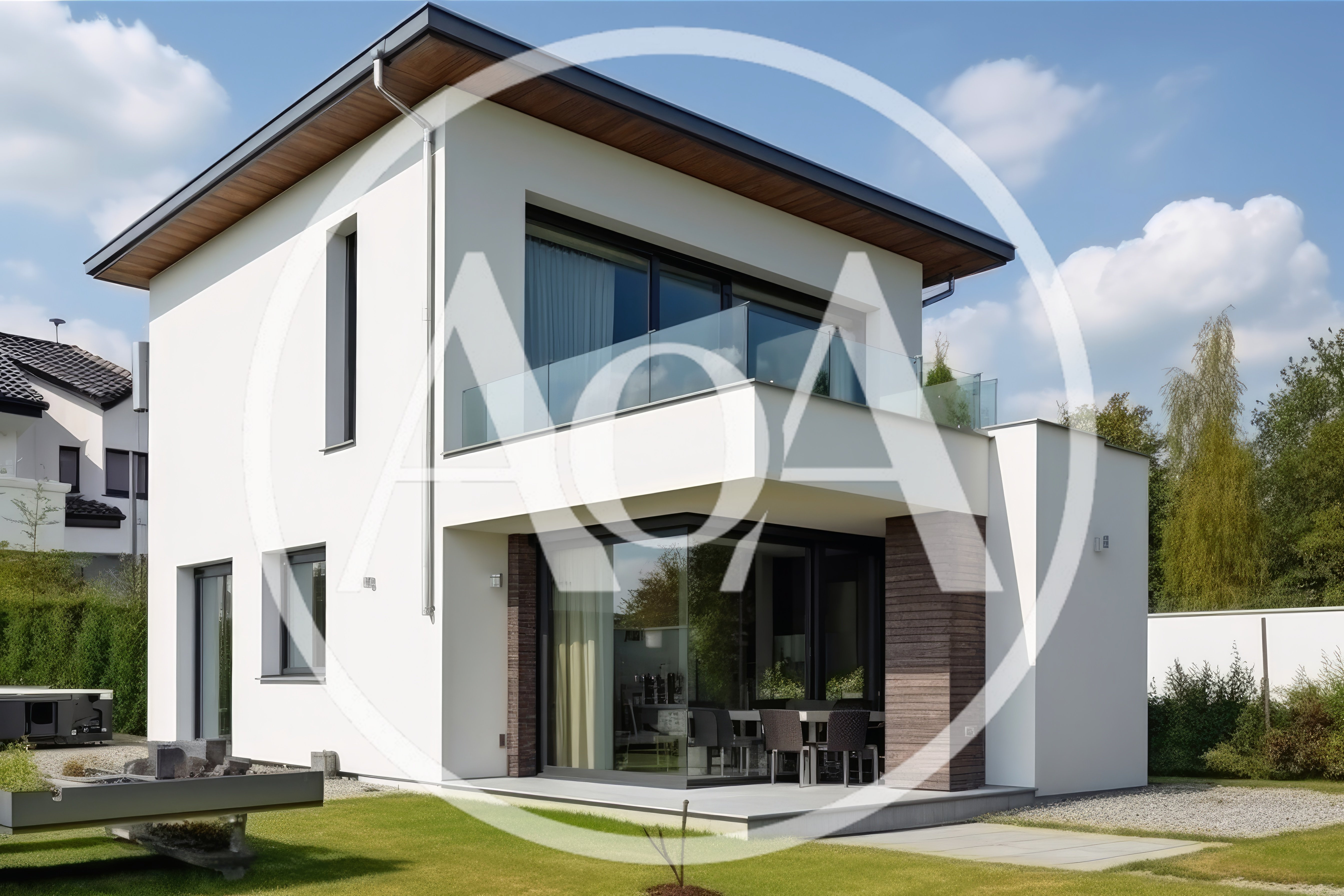 Modern Two Story Residential House With Glass Balcony