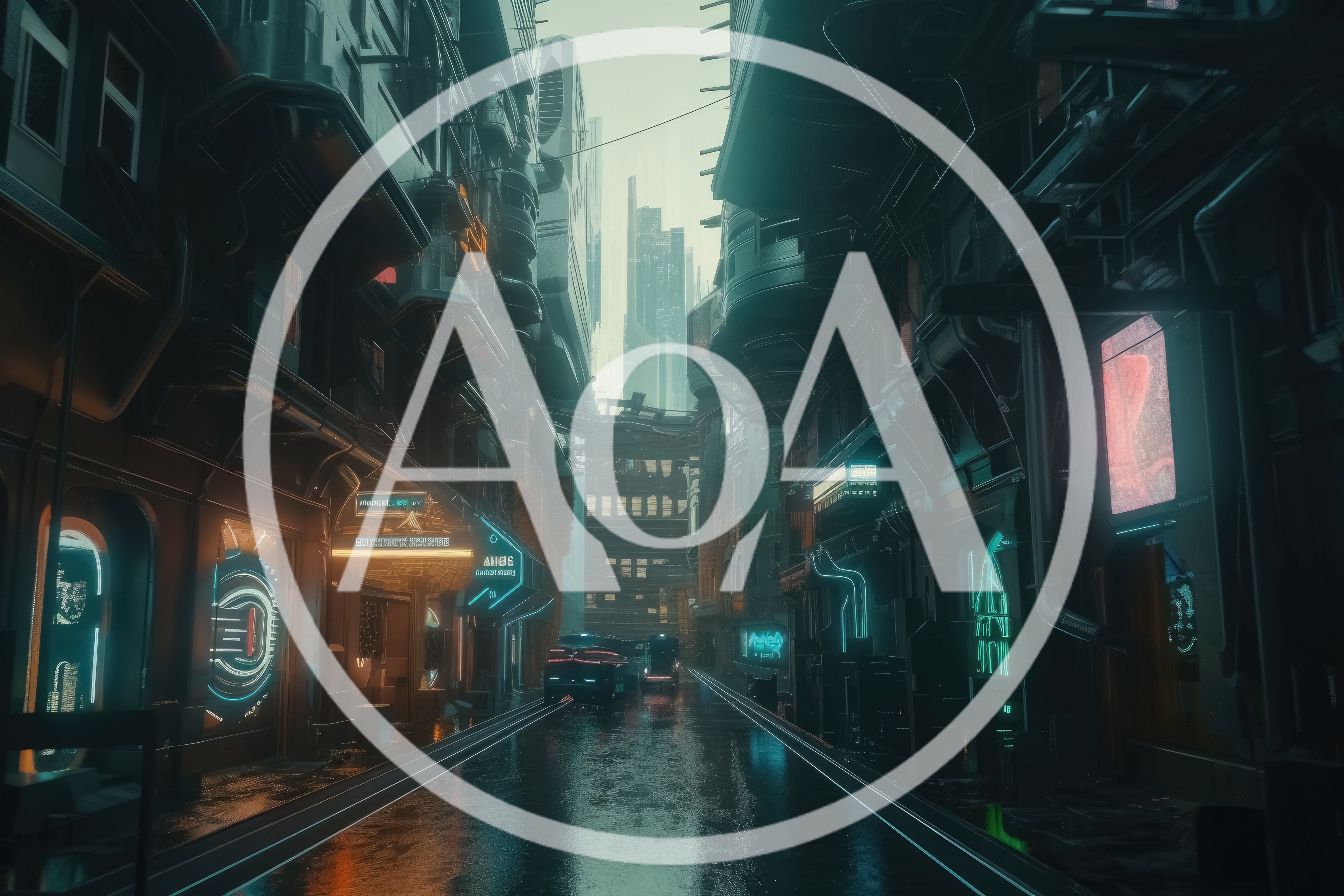 Futuristic Cyberpunk City Street With Neon Signs