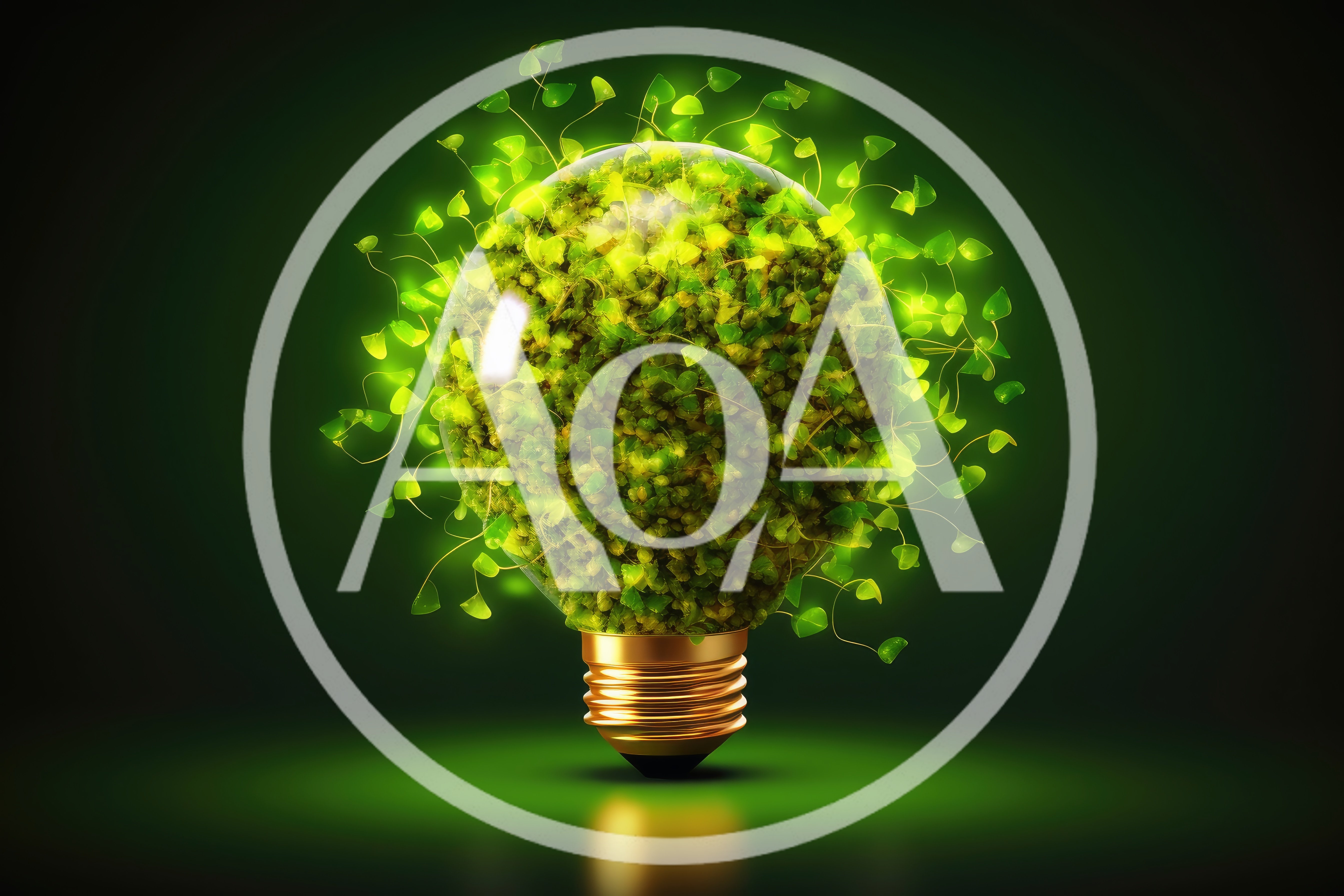 Glowing Light Bulb Filled With Lush Green Foliage