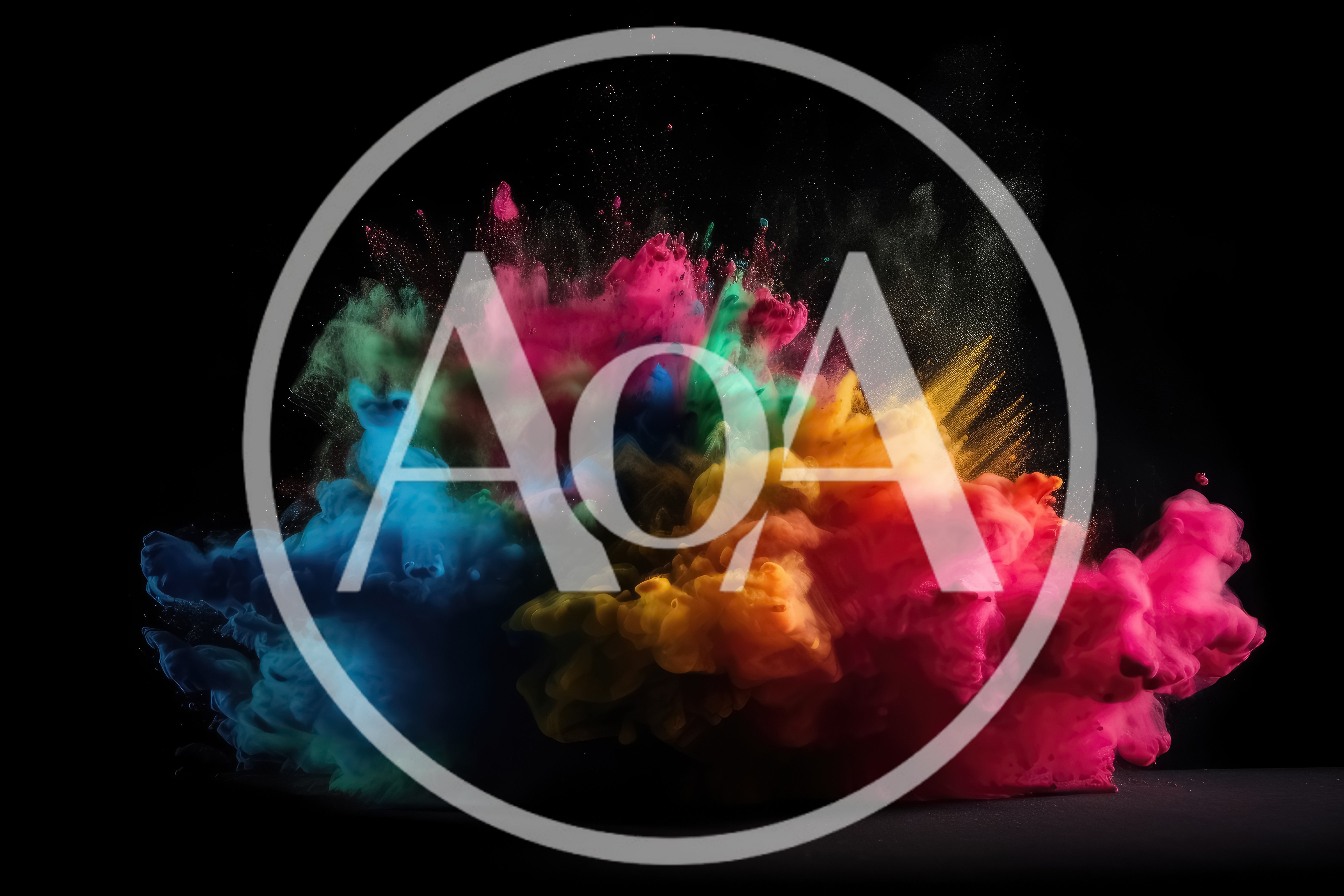 Vibrant Multi-Colored Powder Explosion Against Black Background
