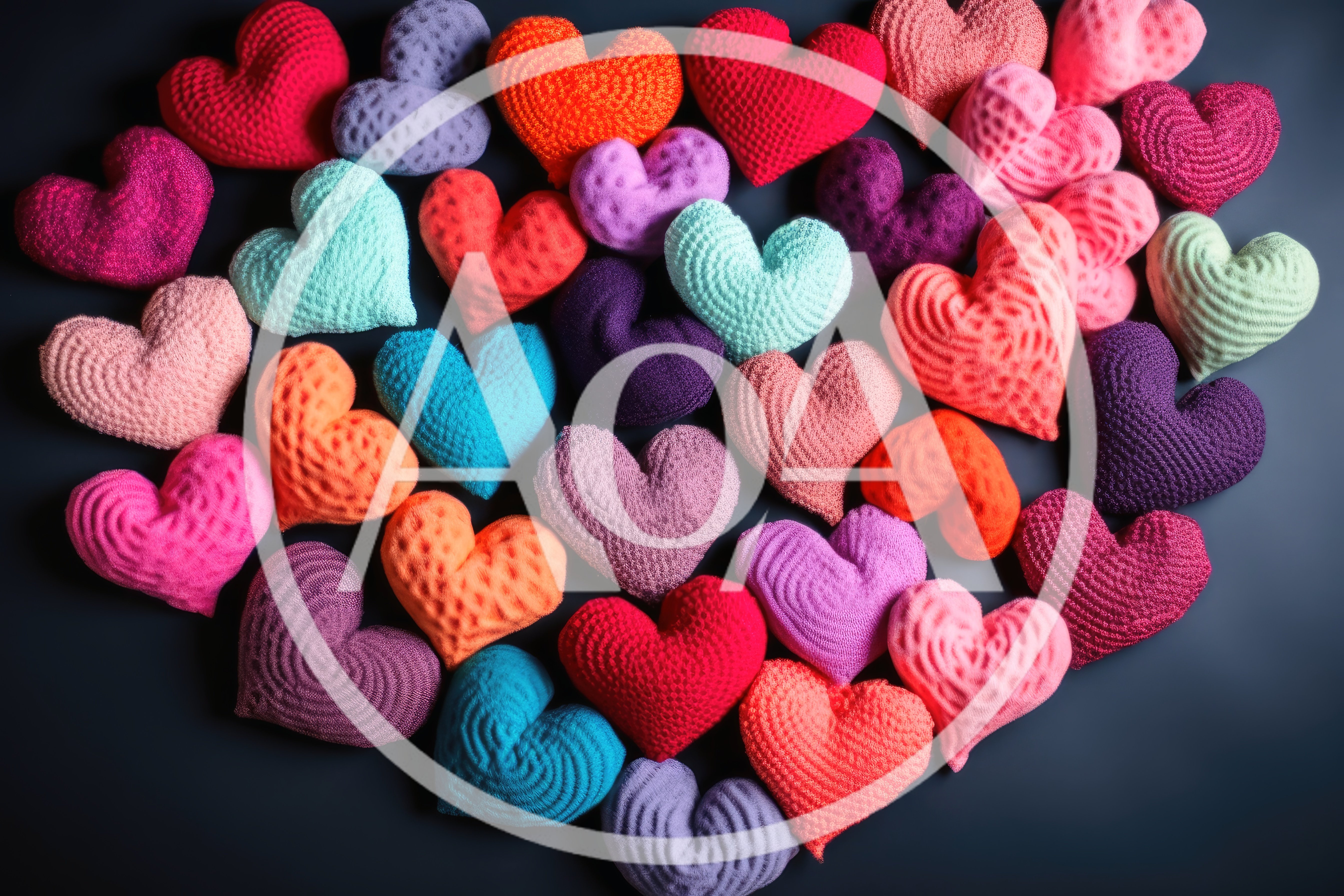 Collection of Colorful Knitted Heart Shaped Decorations