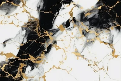 Abstract Black White And Gold Marble Texture Background