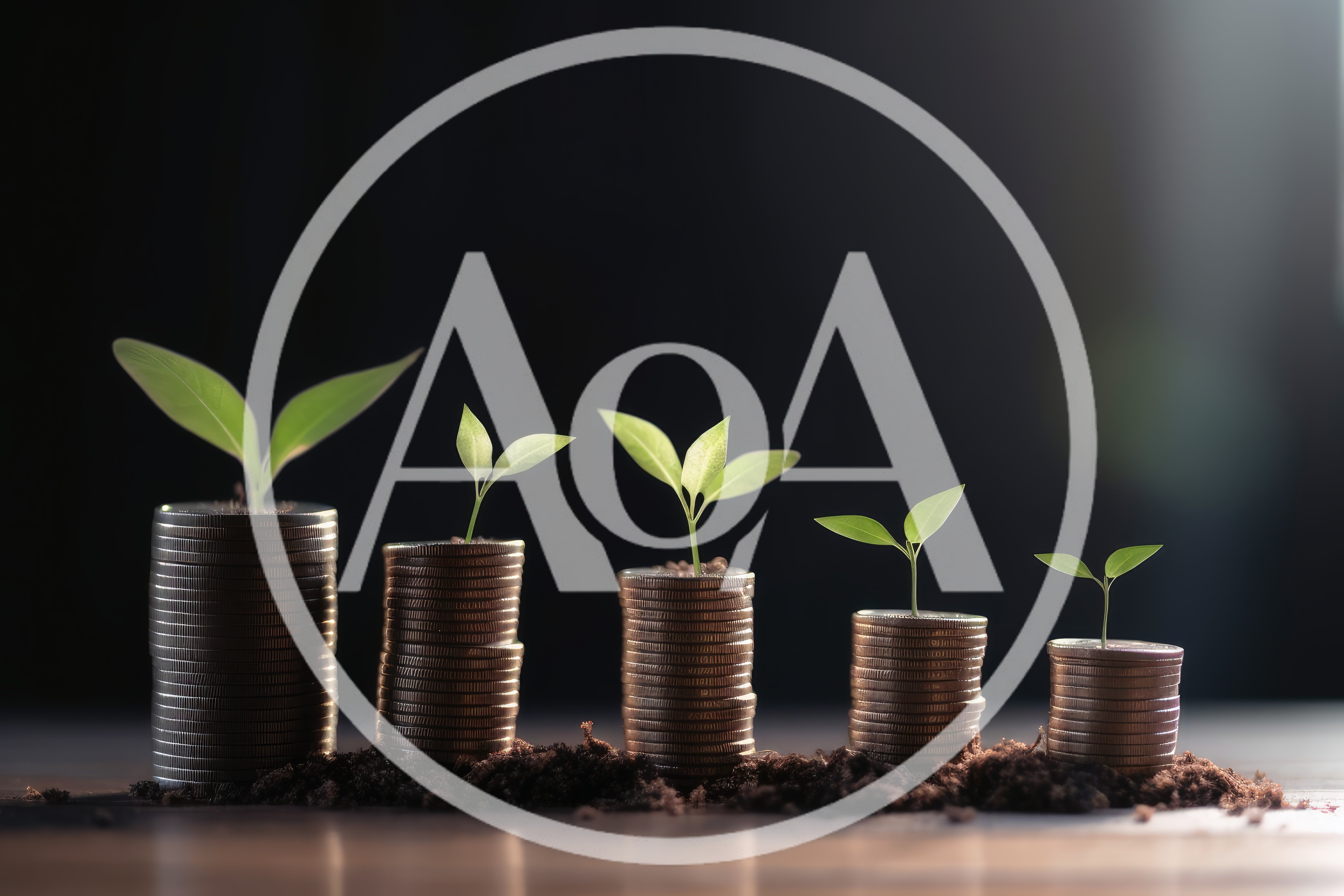 Small Green Plants Growing From Stacks Of Coins