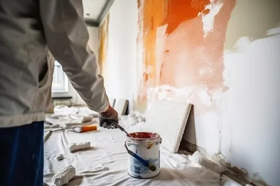 Professional Painter Preparing Wall Surface For Renovation