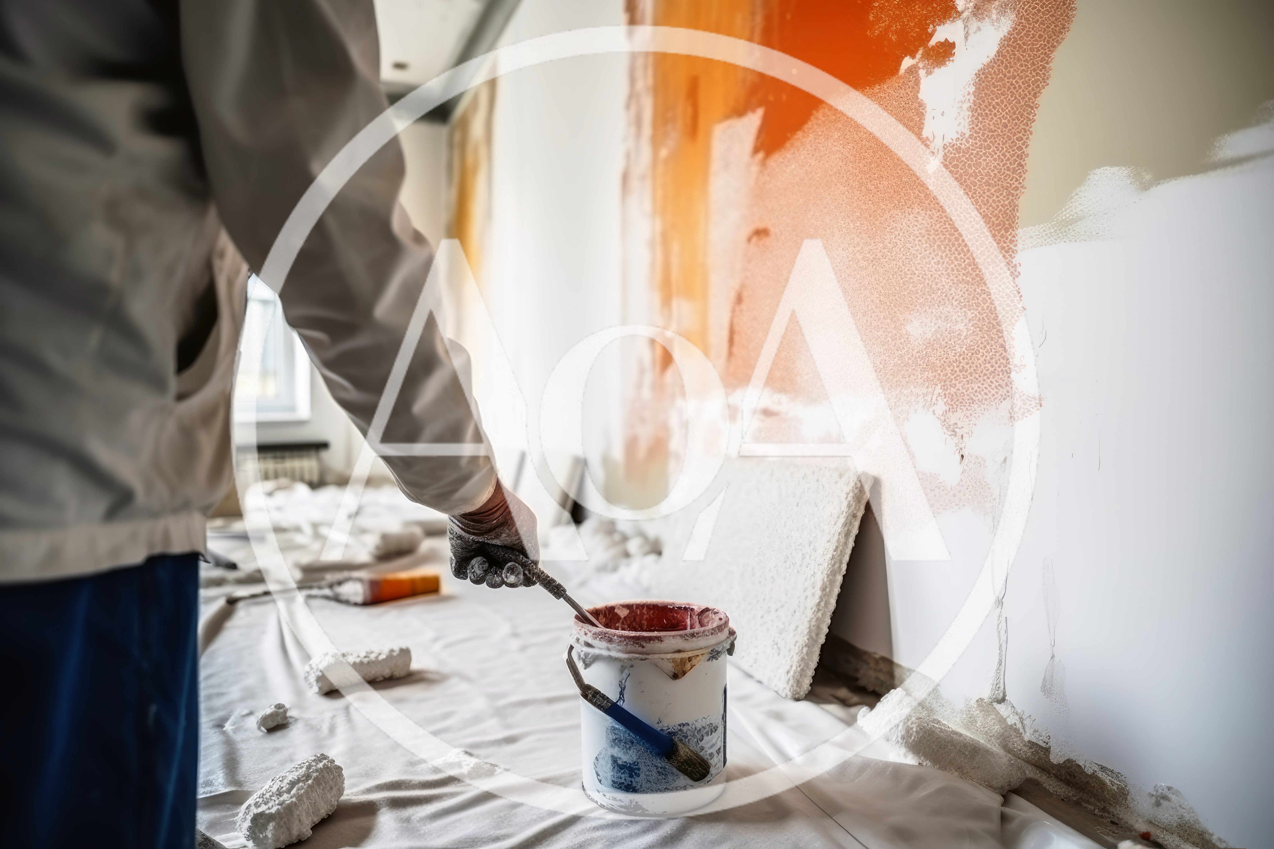 Professional Painter Preparing Wall Surface For Renovation