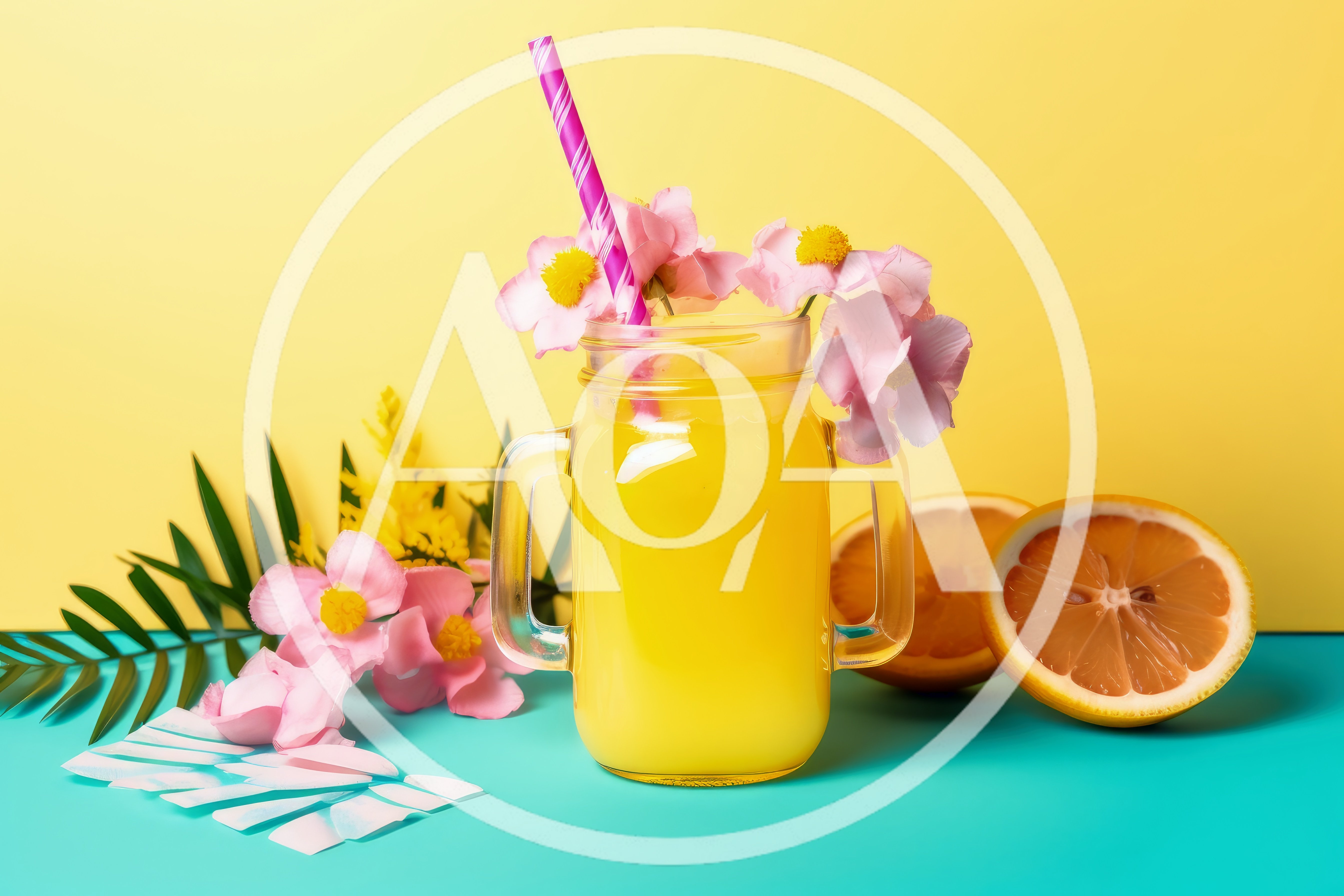 Refreshing Citrus Drink With Flowers And Fruit