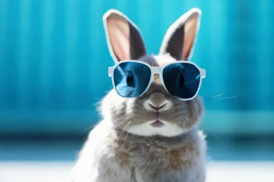 Cute Rabbit Wearing Stylish White Sunglasses