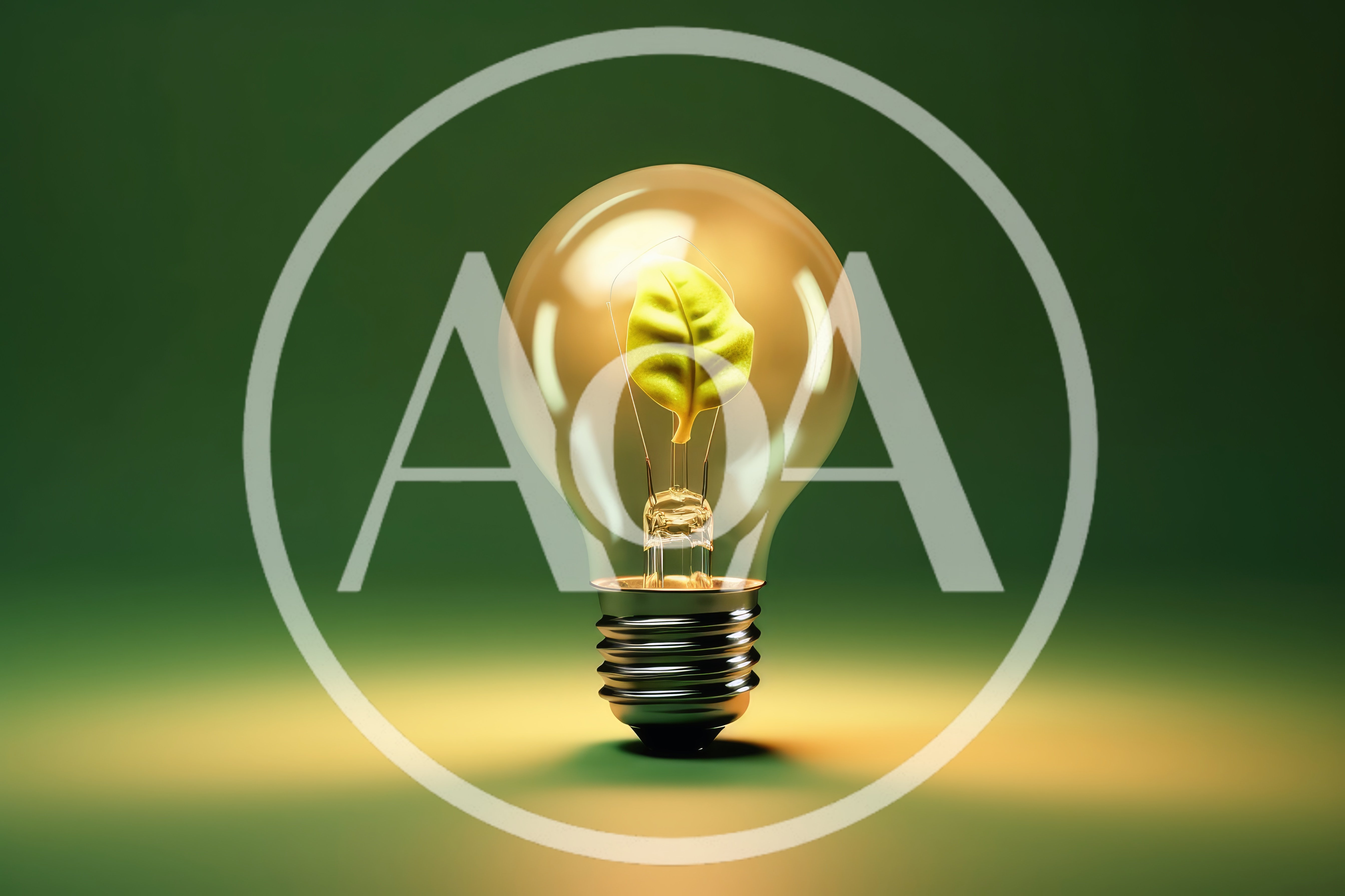 Green Leaf Inside A Glowing Light Bulb