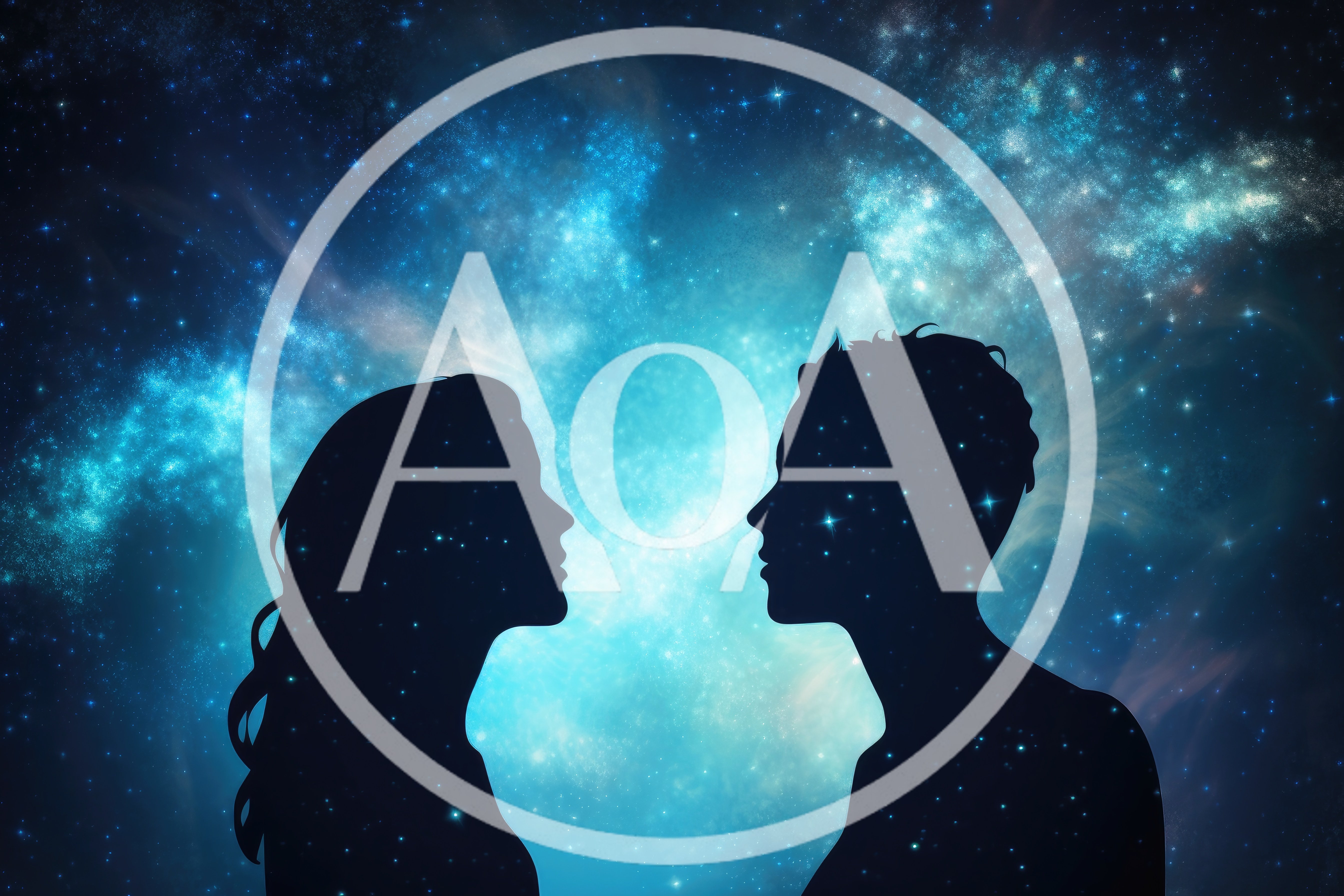Silhouettes Of A Man And Woman Facing Each Other