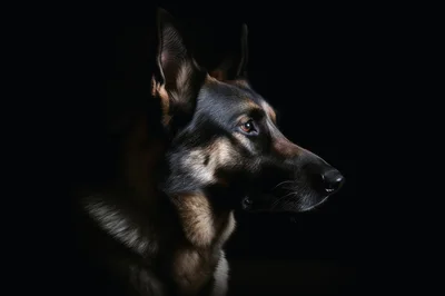 Portrait Of A German Shepherd Dog In Profile