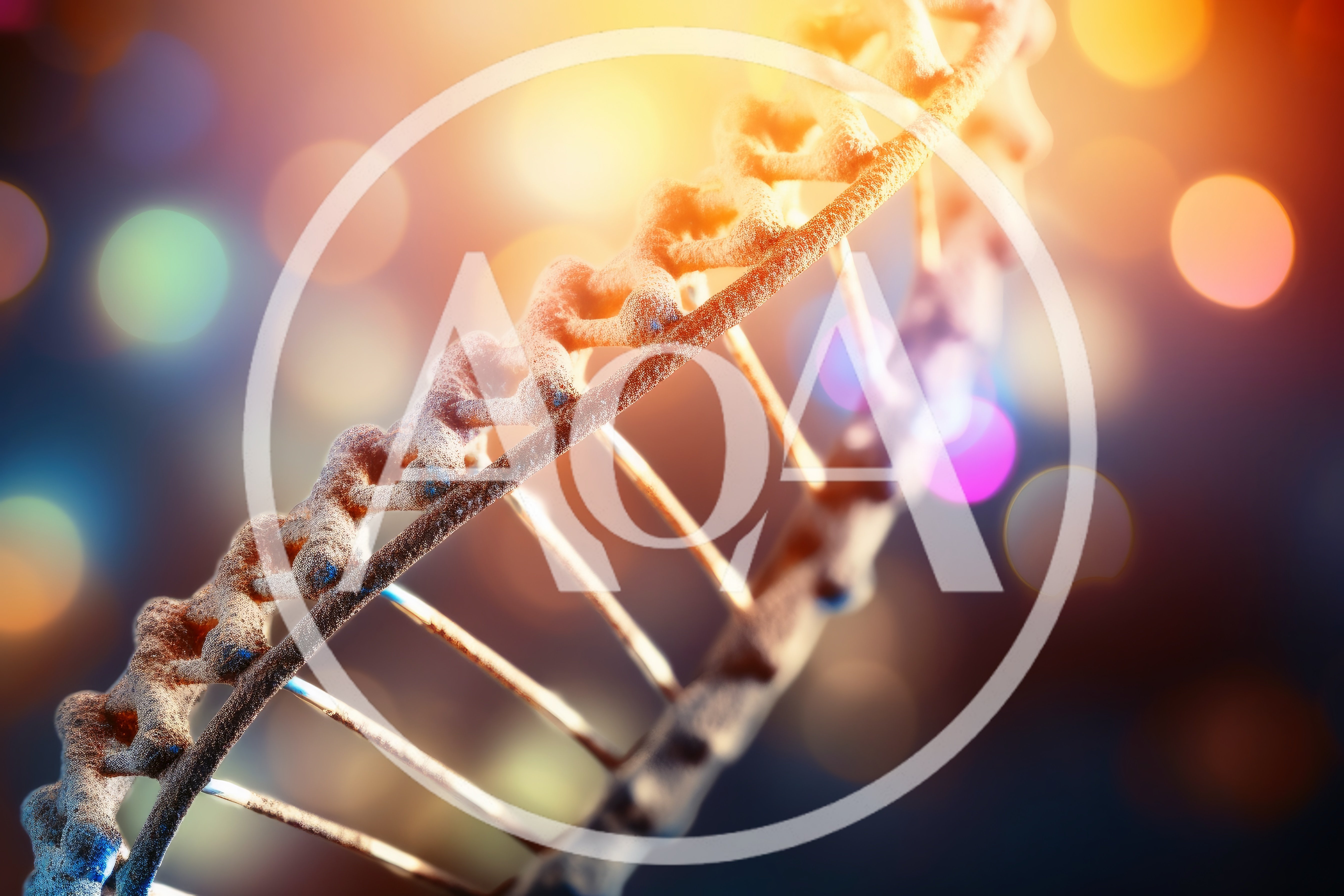 Abstract 3D DNA Helix Structure With Bokeh Background