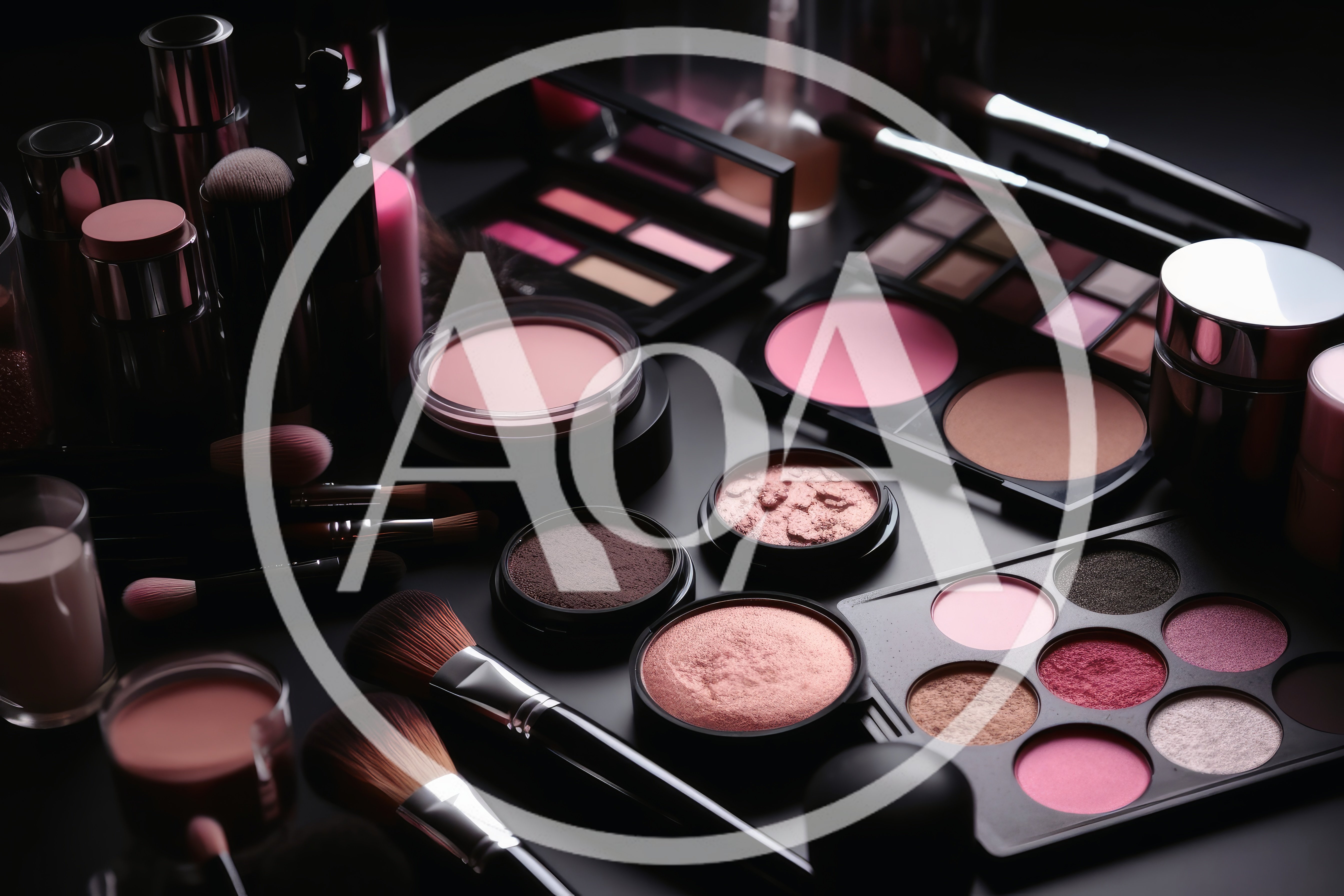 Professional Makeup Collection On Dark Background