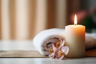 Spa Relaxation Scene With Candle And Orchid