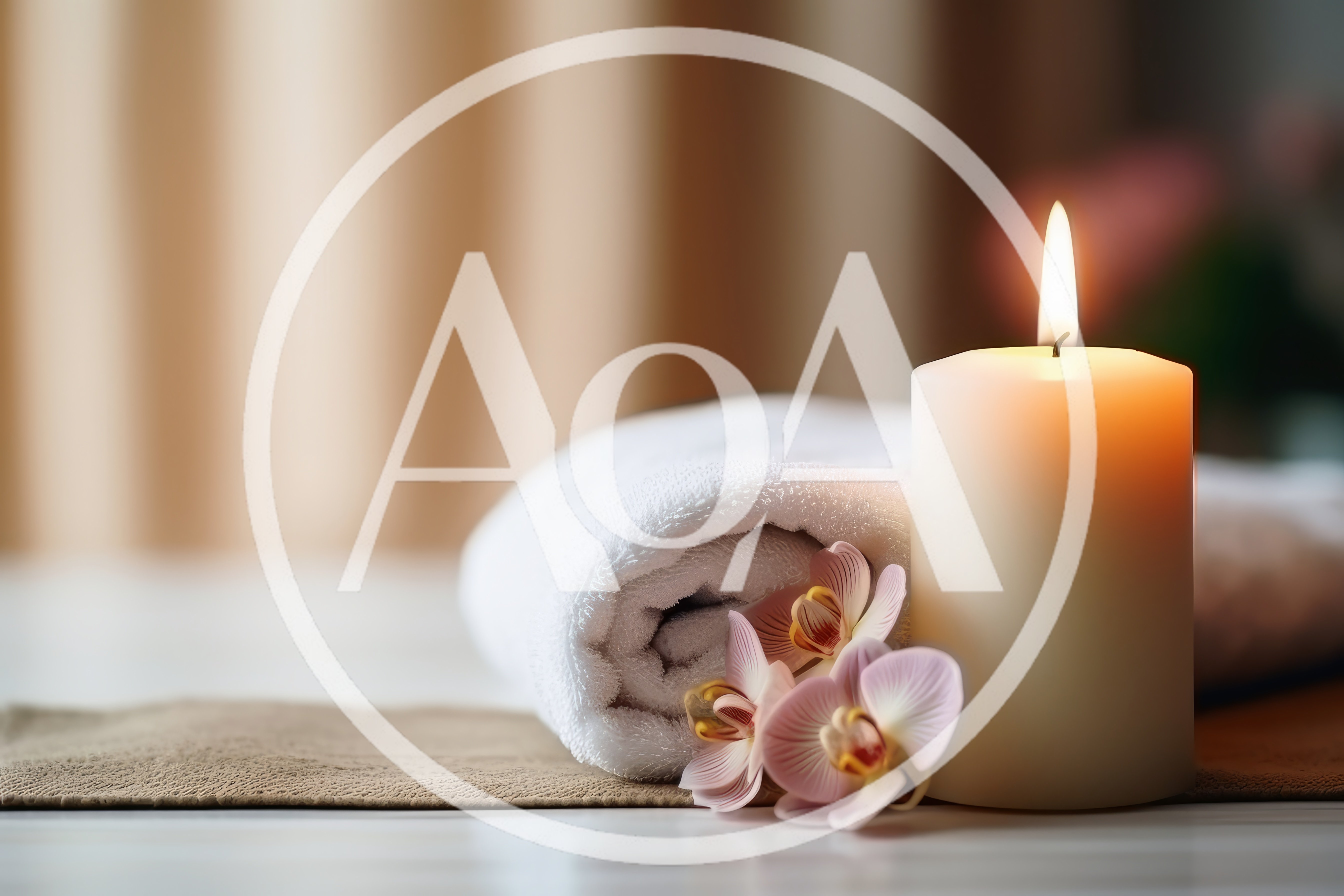 Spa Relaxation Scene With Candle And Orchid